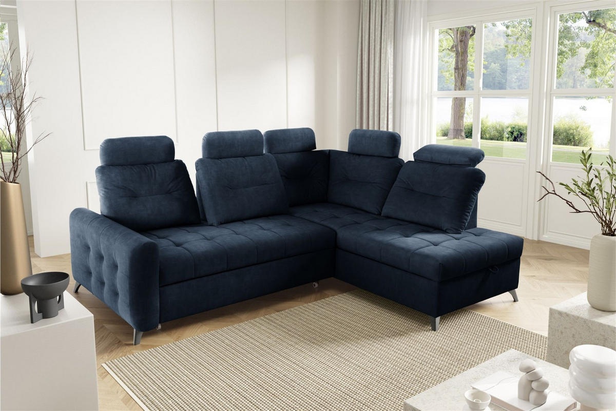 ECKSOFA Wendie - Dunkelblau, Holzwerkstoff/Textil (250/200cm) - Fun Möbel