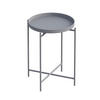 BEISTELLTISCH mit runder platte mit rand aus metall 46/46/56 cm - Grau, Metall (46/46/56cm) - Calicosy