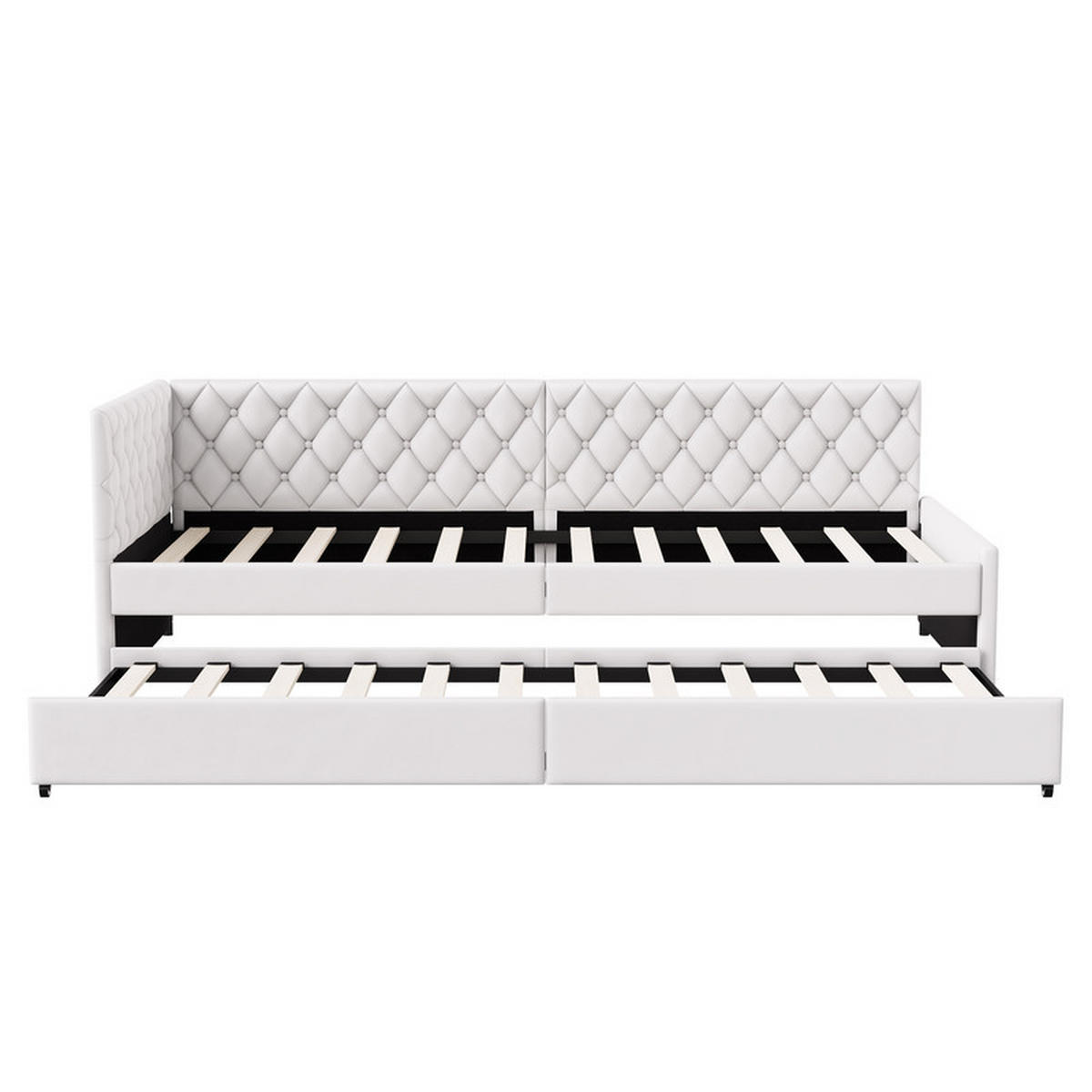 SCHLAFSOFA 90x200 cm, Samt Beige, Einzelbett ausziehbar, mit Lattenrost, ohne Matratze - Beige, Holz (90/200cm) - WoodenAura