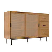 SIDEBOARD 2 Schiebetüren, 3 Schubladen, verstellbare Regale Wohnzimmer & Esszimmer Aufbewahrung - Braun, Holzwerkstoff (140/91/37cm) - Urban Meuble