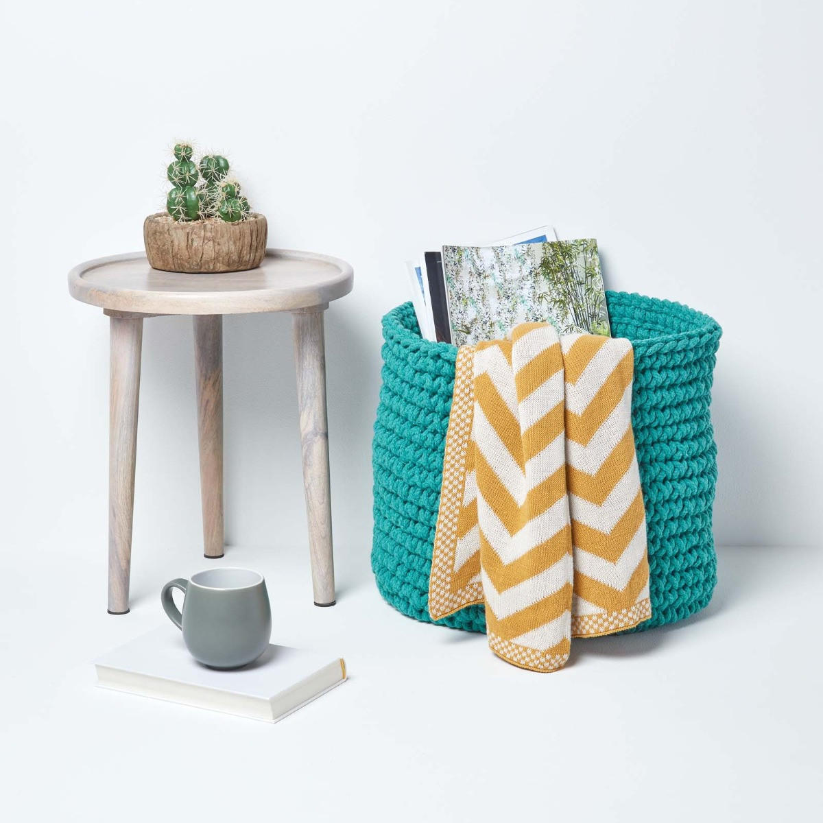 AUFBEWAHRUNGSKORB Baumwolle 42/37 cm - Petrol, Textil (42/42/37cm) - Homescapes