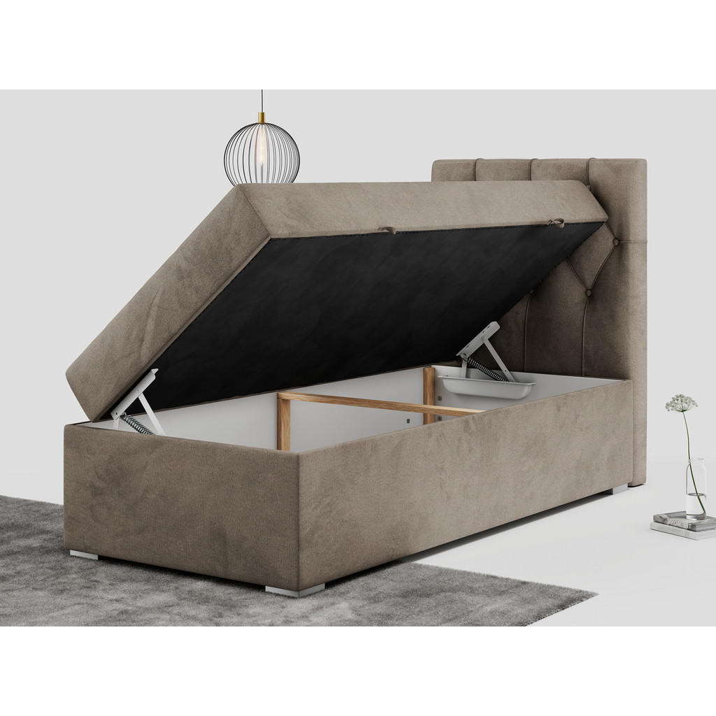 Thumbnail - MKS Boxbett, Braun, Textil, 1-Sitzer, H3, Rechteckig, 90x200 cm, Schlafzimmer, Betten, Boxspringbetten