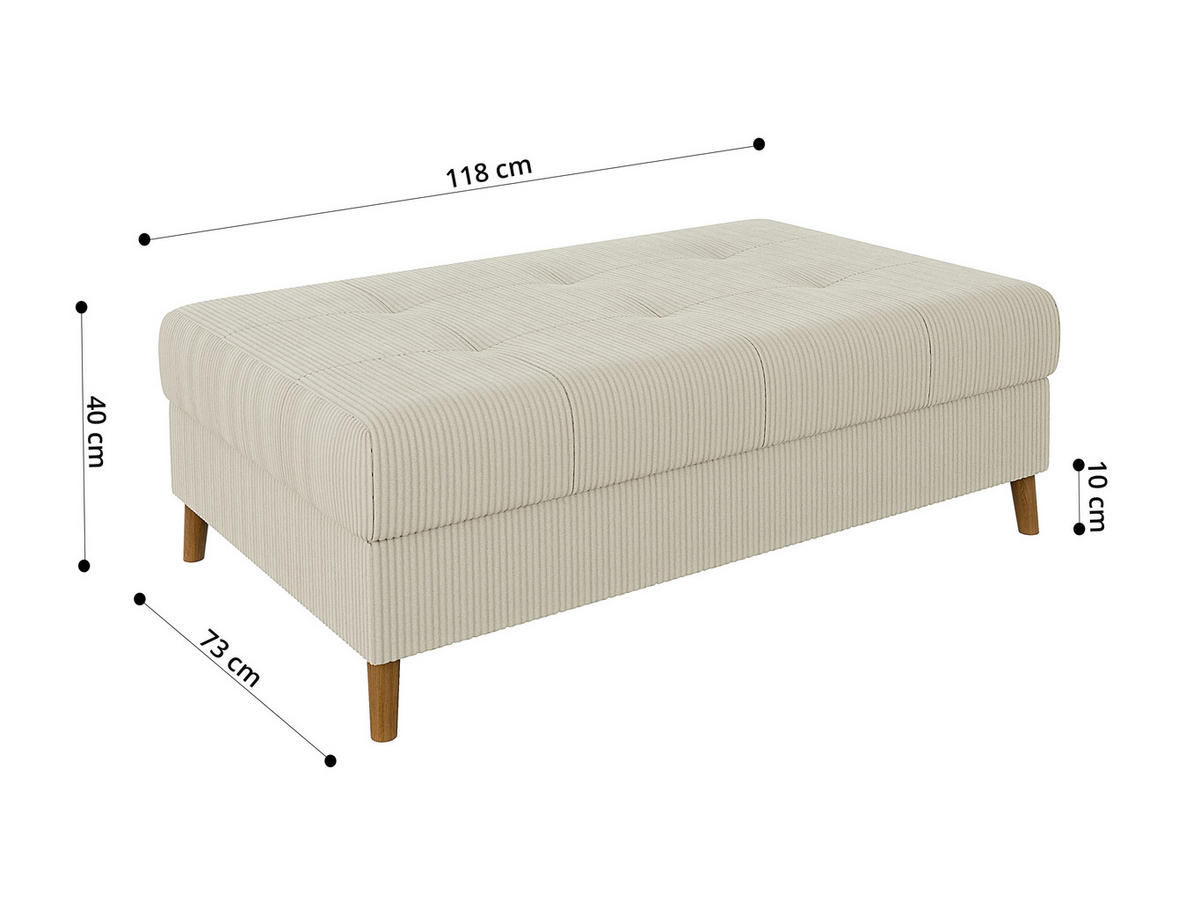 WOHNLANDSCHAFT inkl. Hocker Alma Beige Cord - Beige/Braun, Holz/Textil (310/81/161cm) - S-Style Möbel