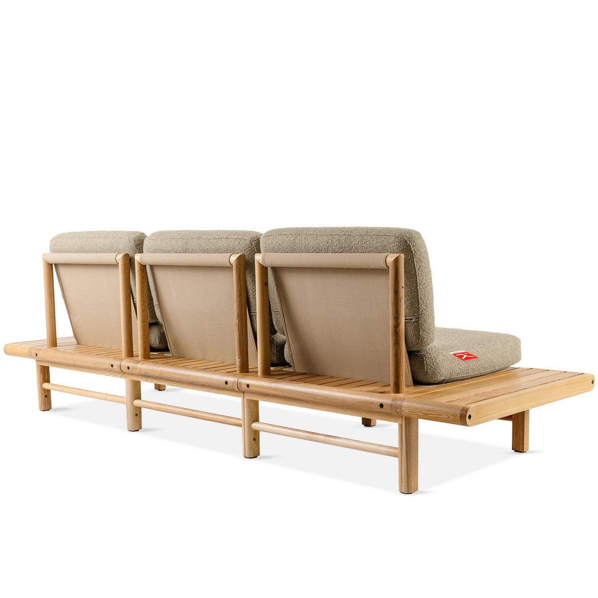 GARTENSOFA ATREDA 3-Sitzer, mit beideseitig Ablagen - Beige, Holz/Textil (260/74/80cm) - KONSIMO®