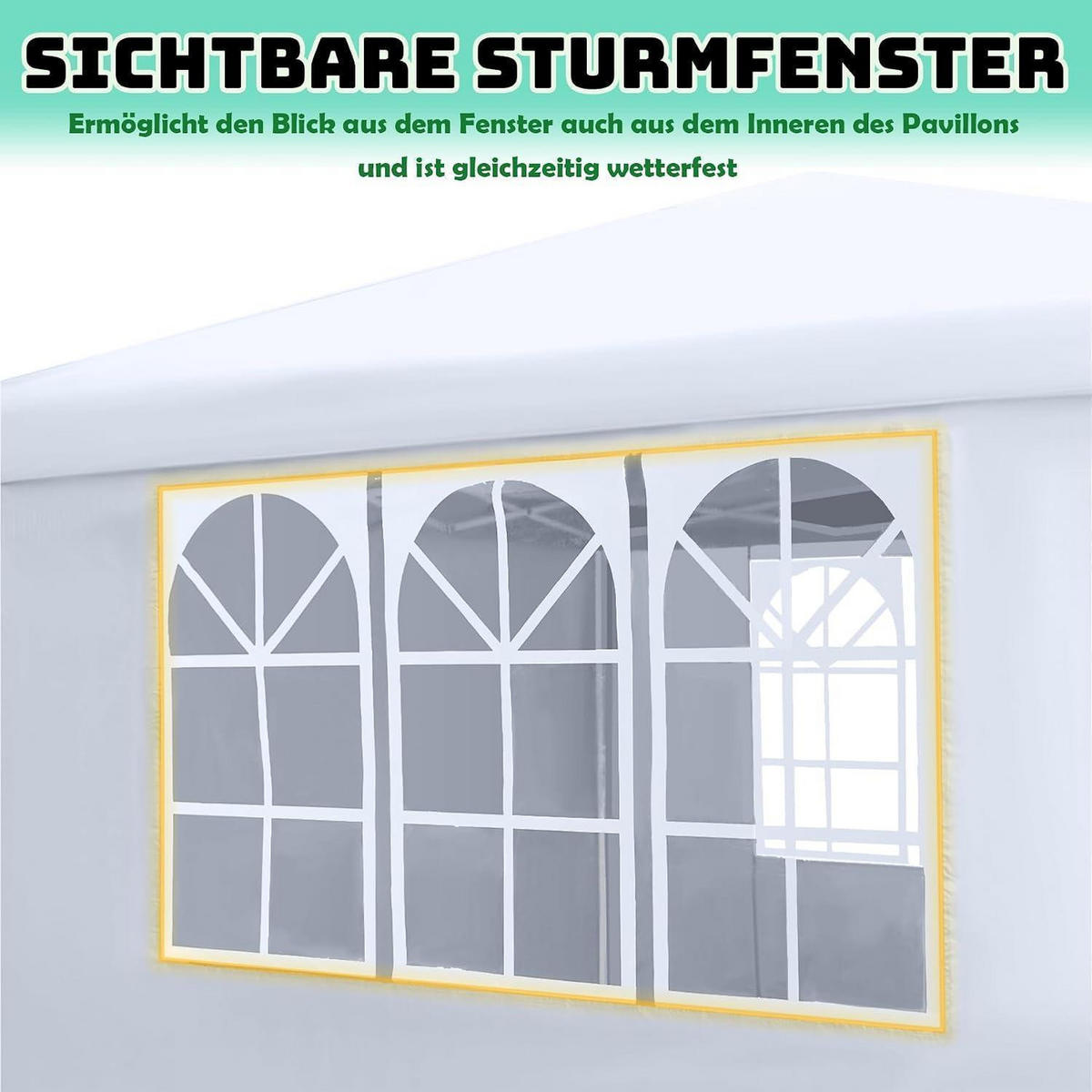 FALTPAVILLON 3 x 3 m mit 4 Seitenteilen und Fenstern Weiß - Weiß, Textil (300/260/300cm)