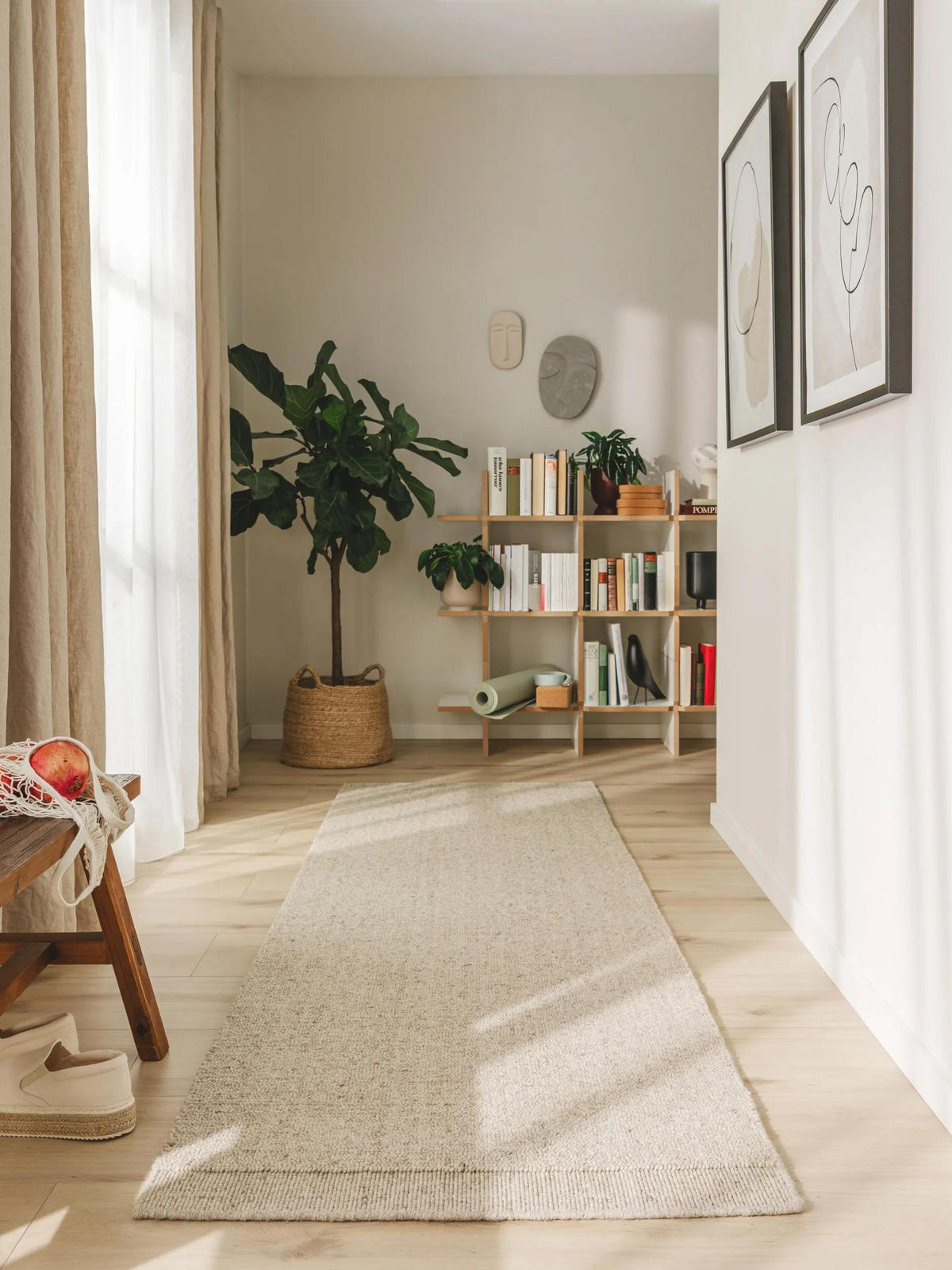 WOLLTEPPICH-LÄUFER Imke Beige 70x200 cm - Beige, Naturmaterialien/Textil (70/200cm) - benuta Pure