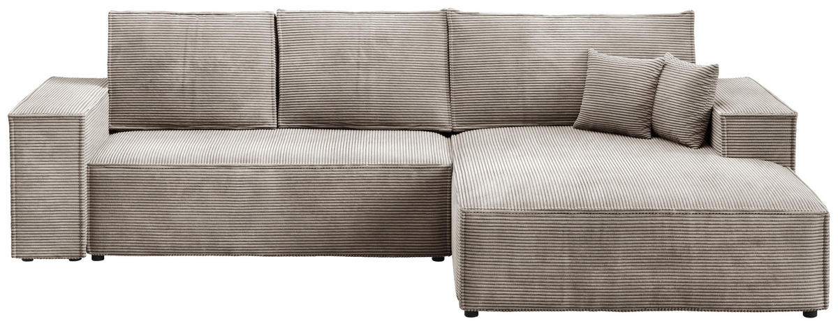 ECKSOFA Pablo mit Schlaffunktion Beige Cord - Beige, Textil (294/185cm) - Bromarkt