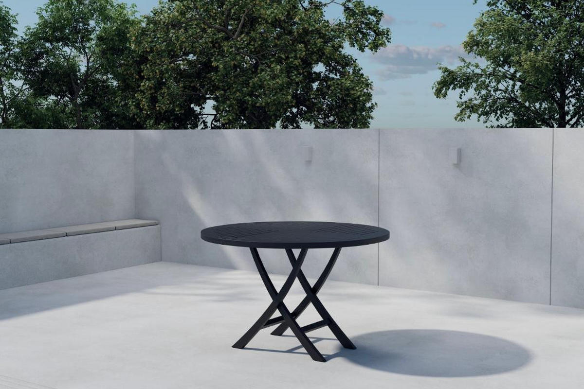 GARTENTISCH, Kenya, Schwarz, Teak., 120 x 120 x 75 cm - Schwarz, Holz (120/120/75cm) - ebuy24