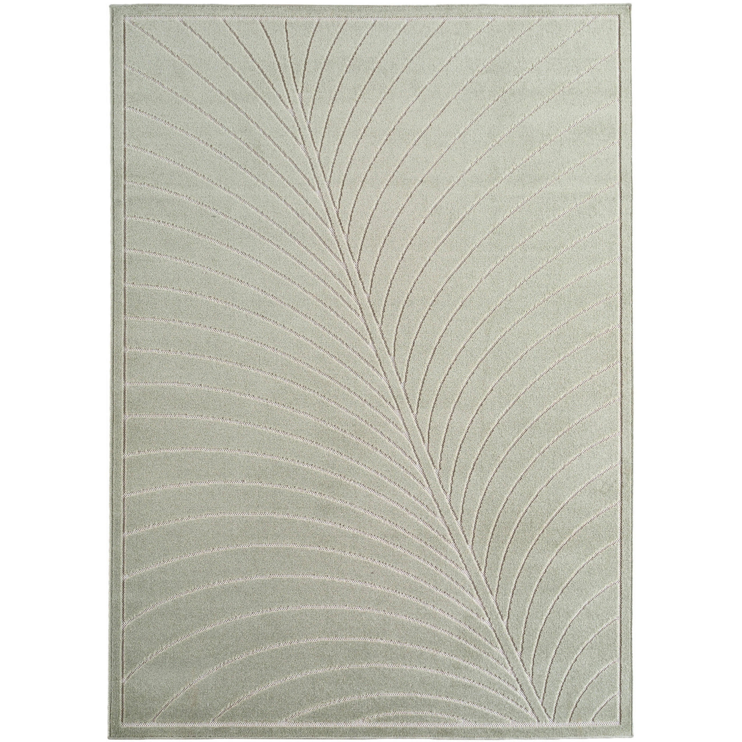 TEPPICH Outdoor, Fußbodenheizung-geeignet, mit Blattmotiv, aus Polypropylen, ENGADIN in Salbeigrün, 120 x 170 cm - Grün, Textil (120/170cm) - KADIMA DESIGN