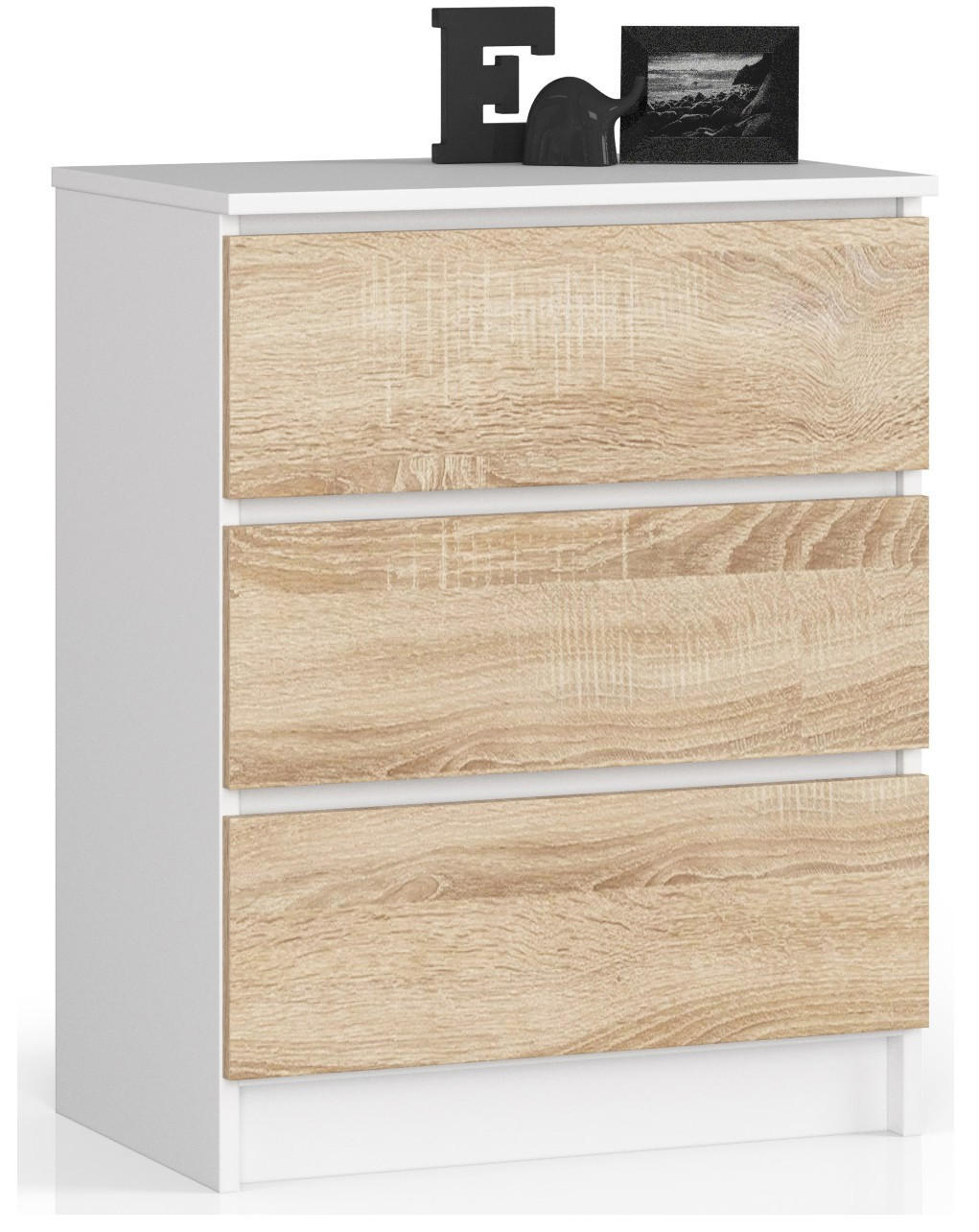 KOMMODE Weiß, Sonoma Eiche 60x40x77 cm - Weiß/Sonoma Eiche, Holzwerkstoff (60/77/40cm) - Akord