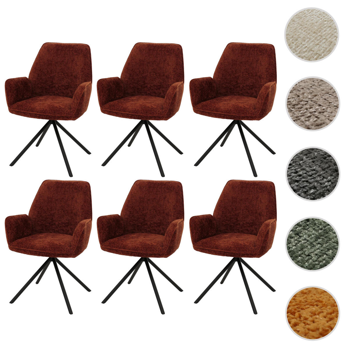 ESSZIMMERSTUHL Rot, Schwarz 6er-Set - Rot/Schwarz, Textil (60/86/60cm) - MCW