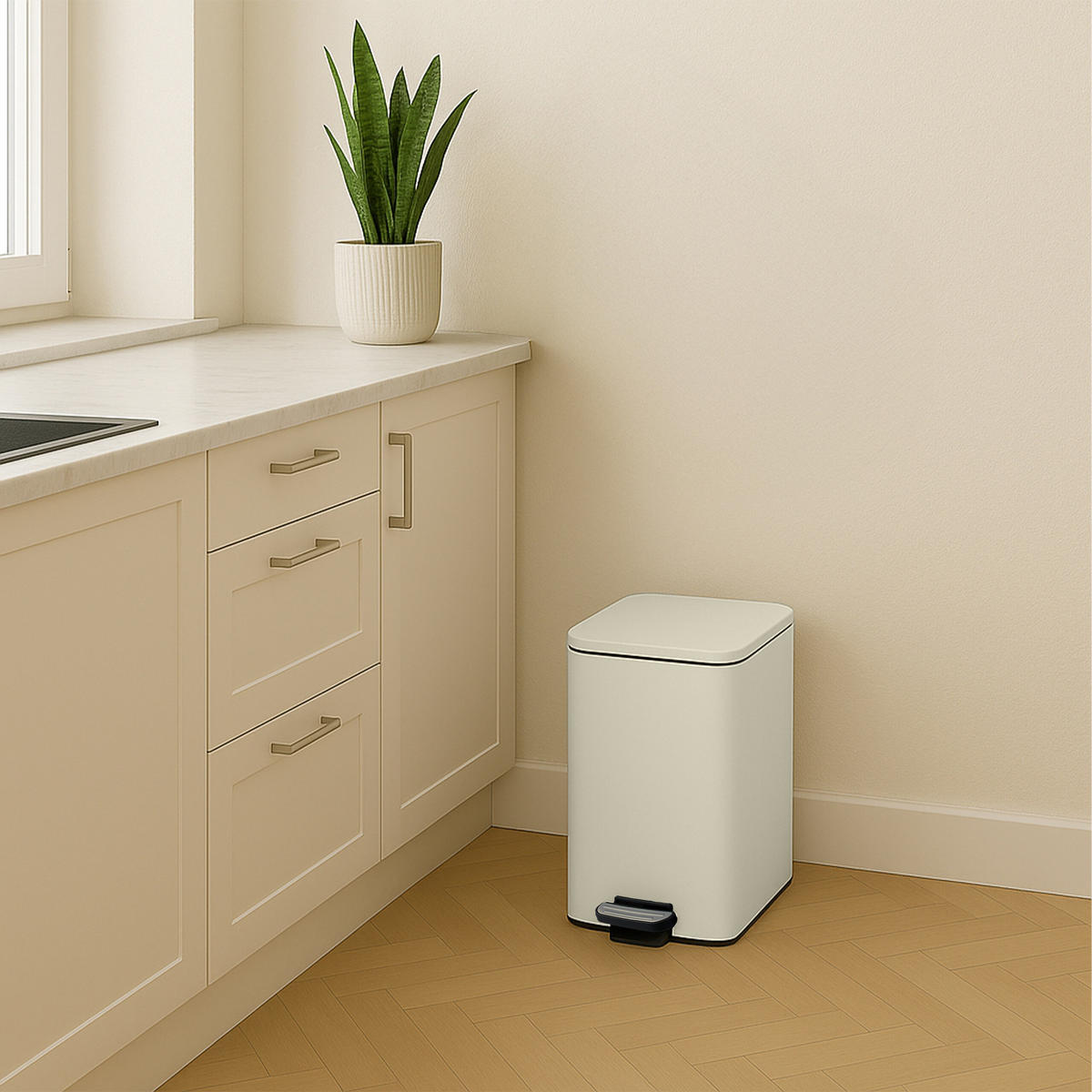 ODPADKOVÝ kôš 20 l - béžová, kov/plast (28/40/34cm) - Relaxdays