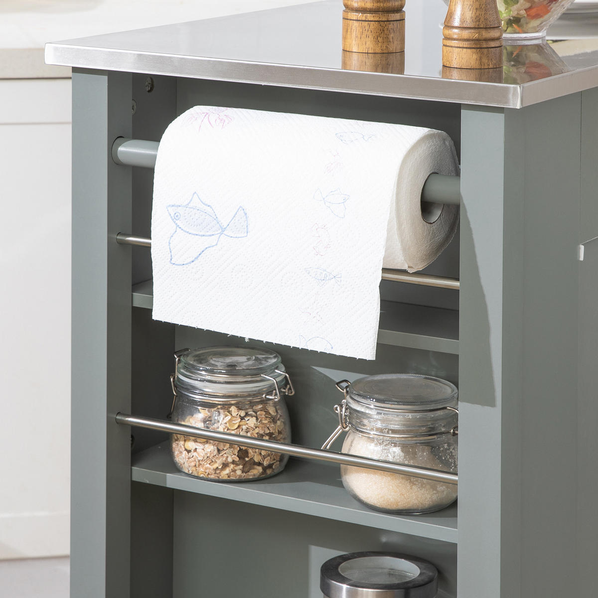 KÜCHENINSEL rollbar Grau - Grau, Holz/Holzwerkstoff (107/94/46cm) - SoBuy