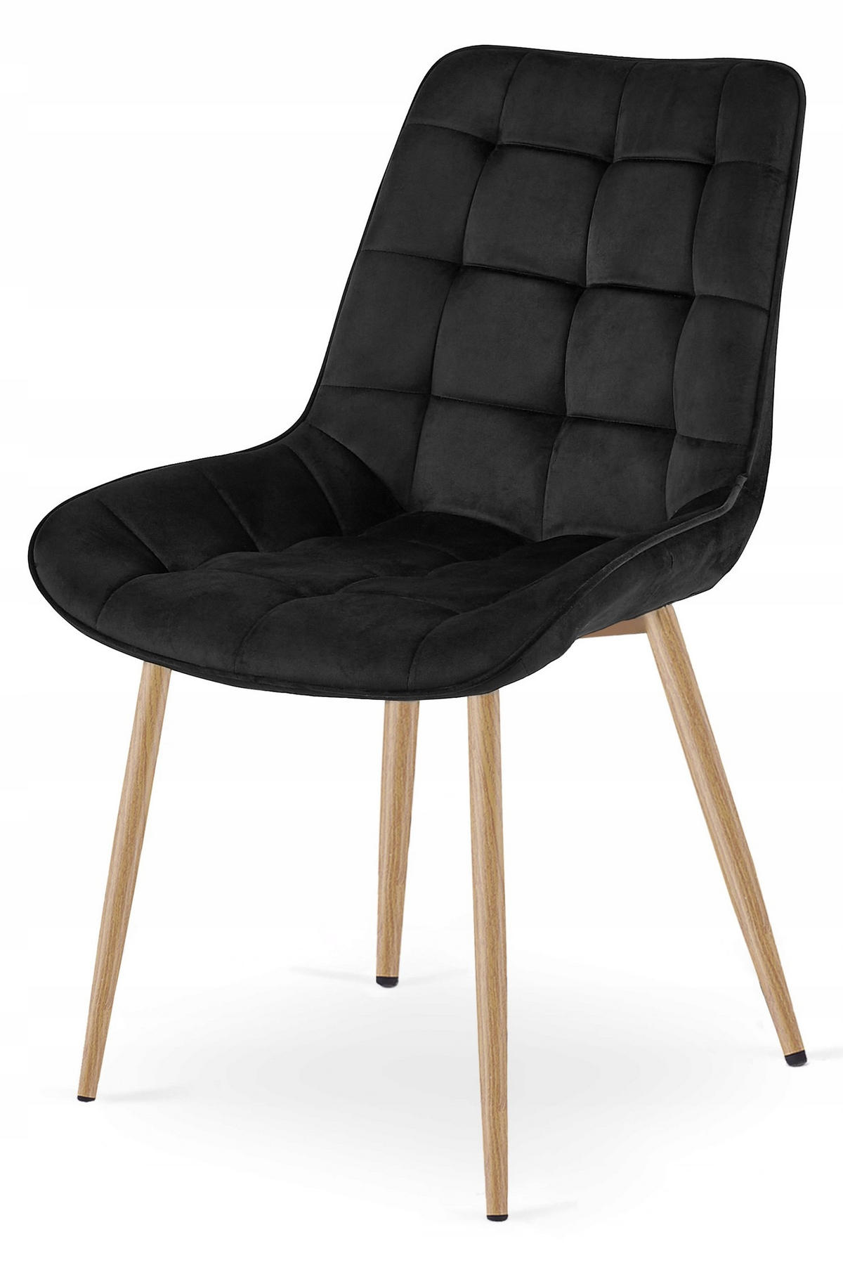 STUHL Schwarz 54x60 cm BERA Samt Beine Eiche - Schwarz, Kunststoff (54/52/60cm)