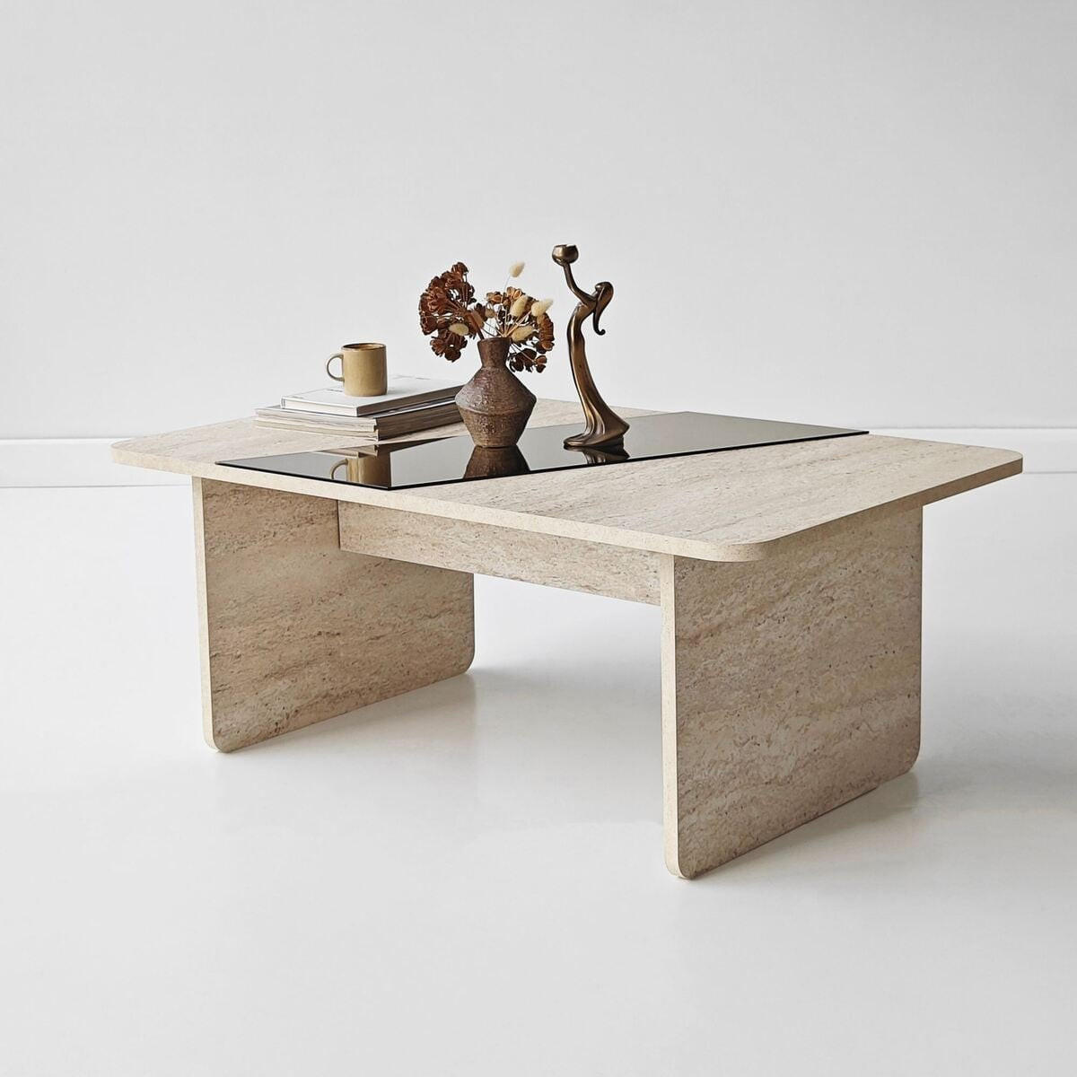 COUCHTISCH mit rechteckiger Spiegelplatte 100/60/40 cm - Beige, Holzwerkstoff (100/60/40cm) - Calicosy