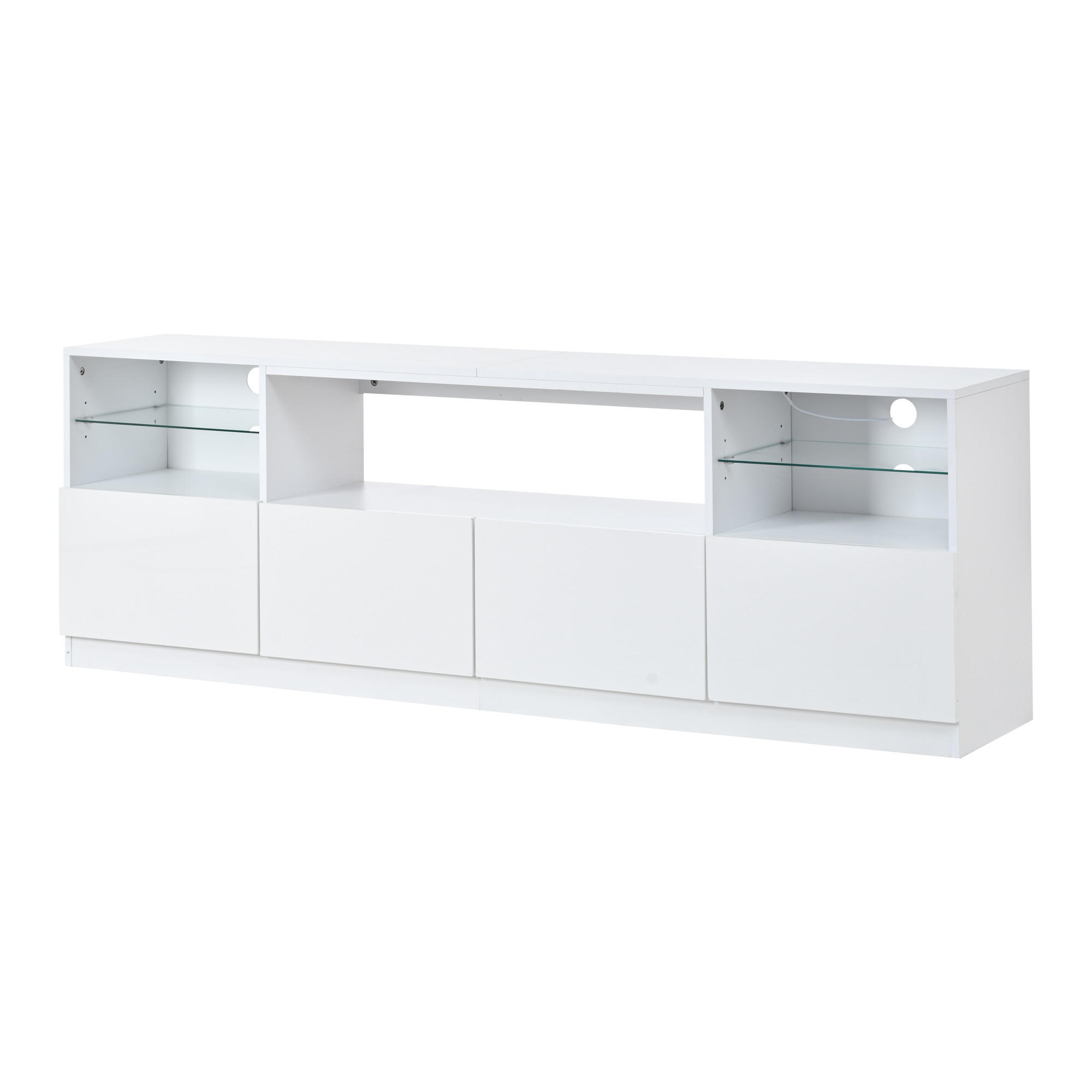 TV-SCHRANK LED Beleuchtung Hochglanz 4 Türen 8 Fächer 75 Zoll Weiß - Weiß, Holzwerkstoff (180/60/35cm) - FLIEKS