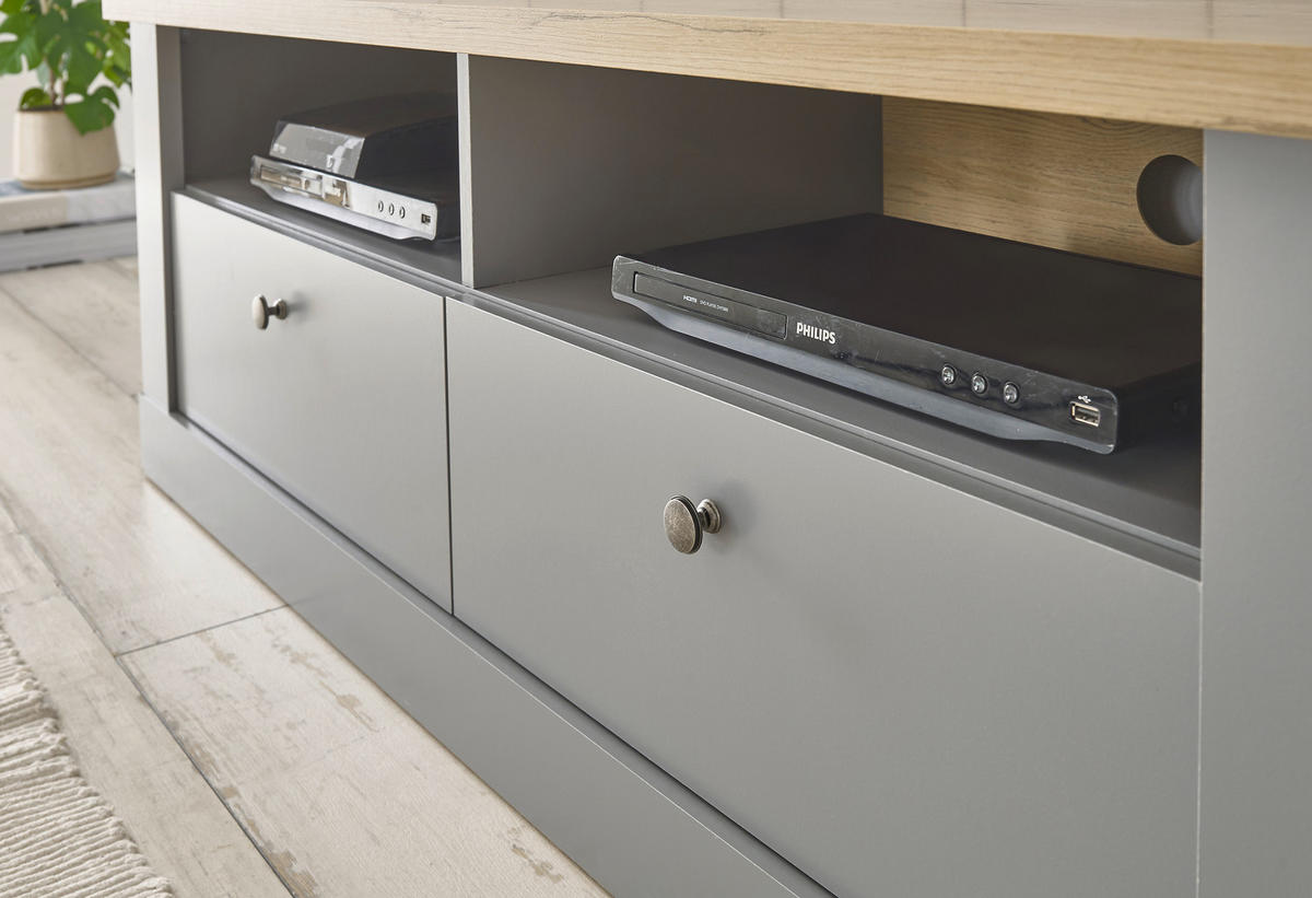 TV-LOWBOARD C14 Light Gray & Artisan Eiche 132/48/44 cm Landhaus - Grau, Holzwerkstoff (132/48/44cm) - Livojo