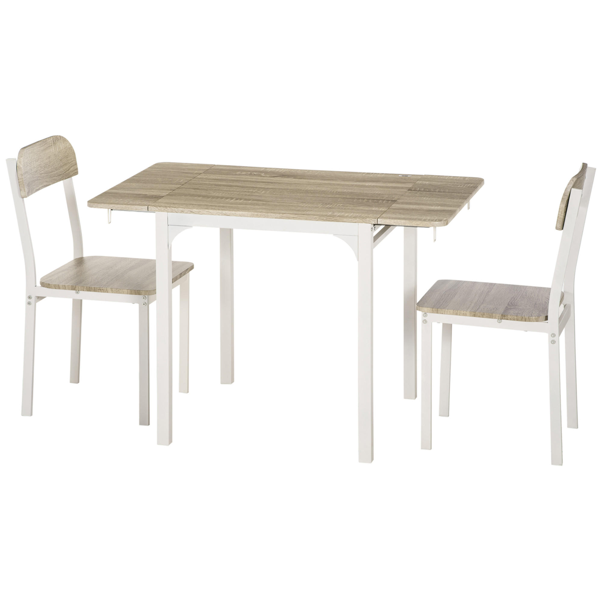 HOMCOM JÍDELNÍ SADA, MDF, ocel, přírodní + bílá