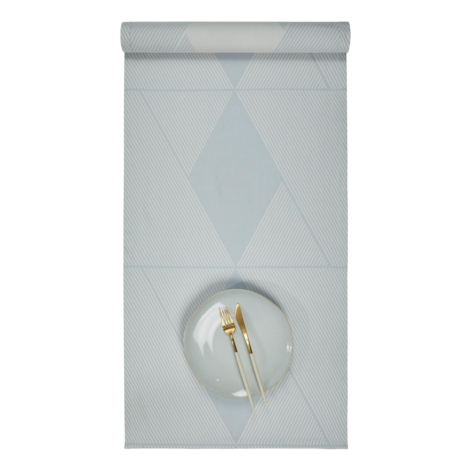 TISCHLÄUFER Metronomy - Hellblau, Textil (160/50cm) - BUTLERS