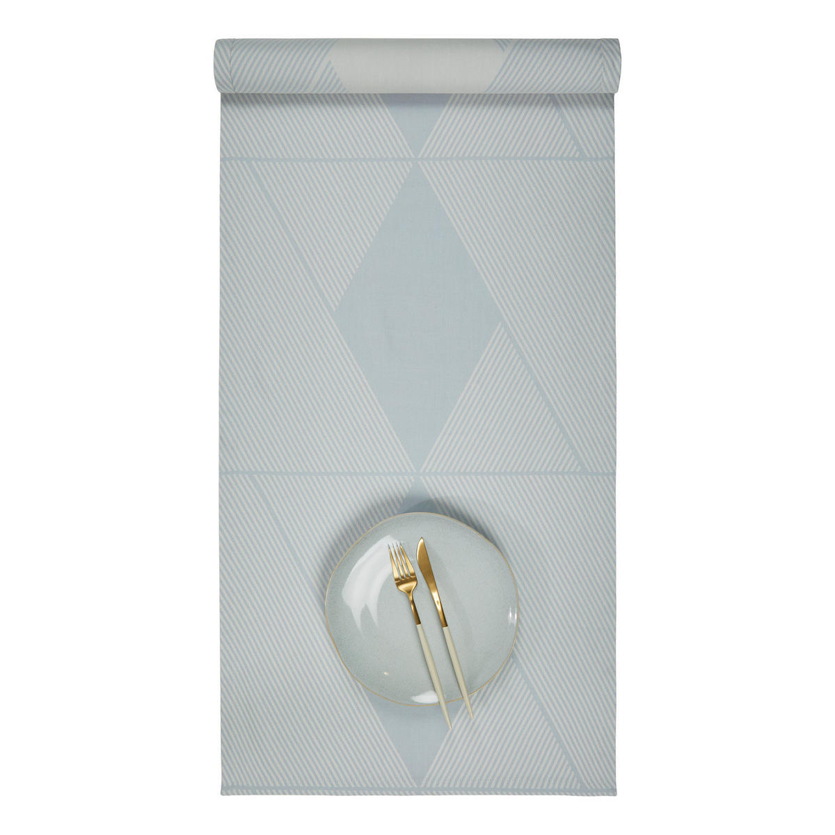 TISCHLÄUFER Metronomy - Hellblau, Textil (160/50cm) - BUTLERS