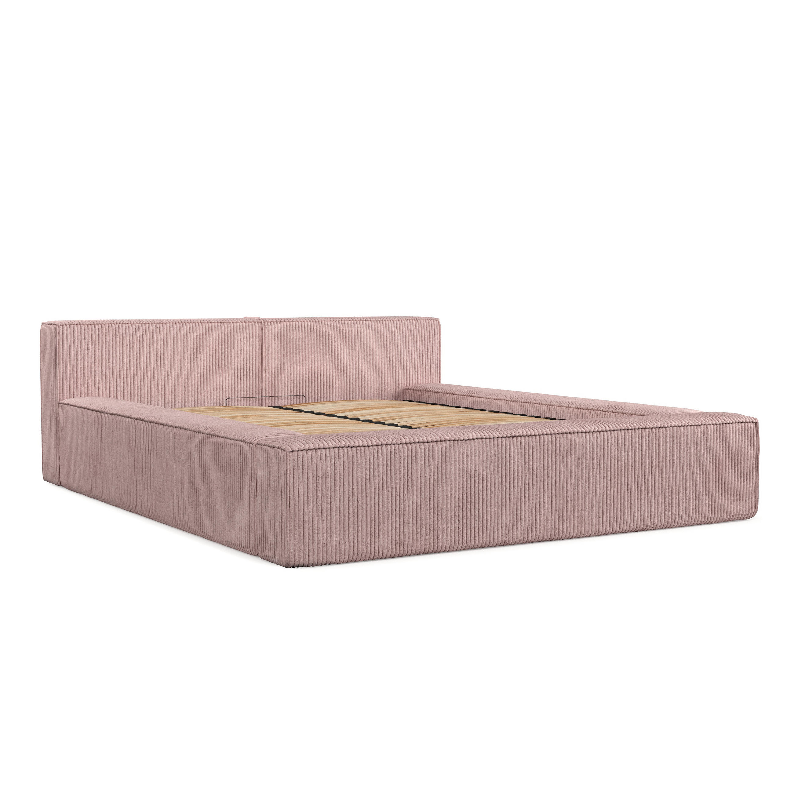 POLSTERBETT Casto mit Stauraum 200/200 cm Hellrosa im Poso Stoff - Hellrosa/Schwarz, Holz/Holzwerkstoff (200/200cm) - AltaBeds