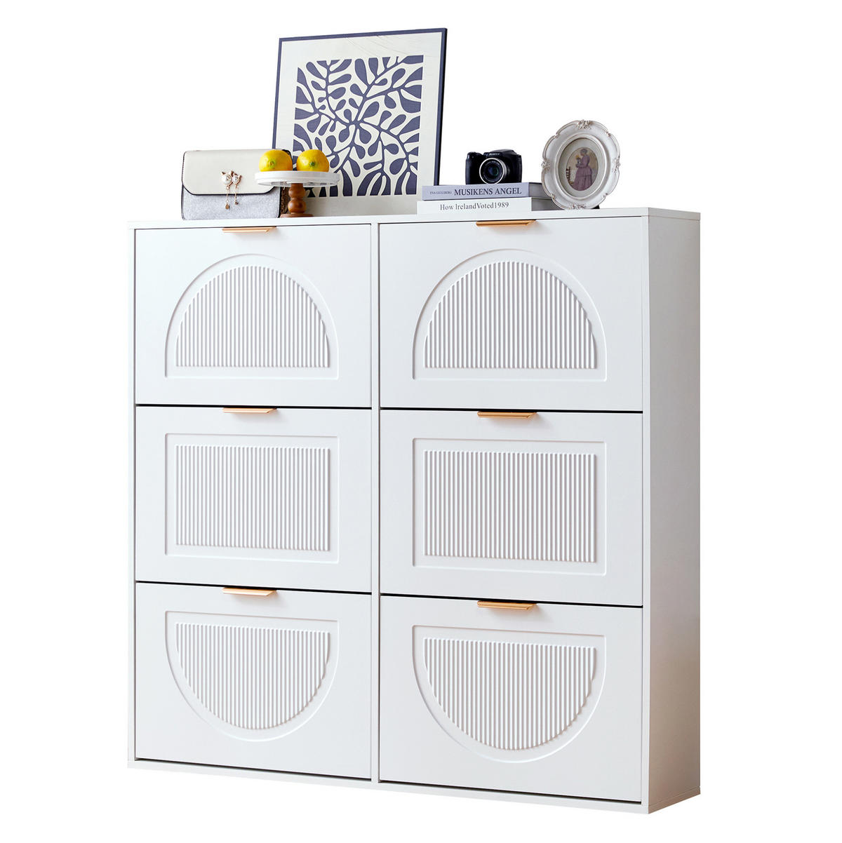 SCHUHSCHRANK 118/25/115 cm mit 6 Klappenfächern und verstellbaren Böden, MDF/Holzwerkstoff, Weiß - Weiß, Holzwerkstoff (118/115/25cm) - Redom
