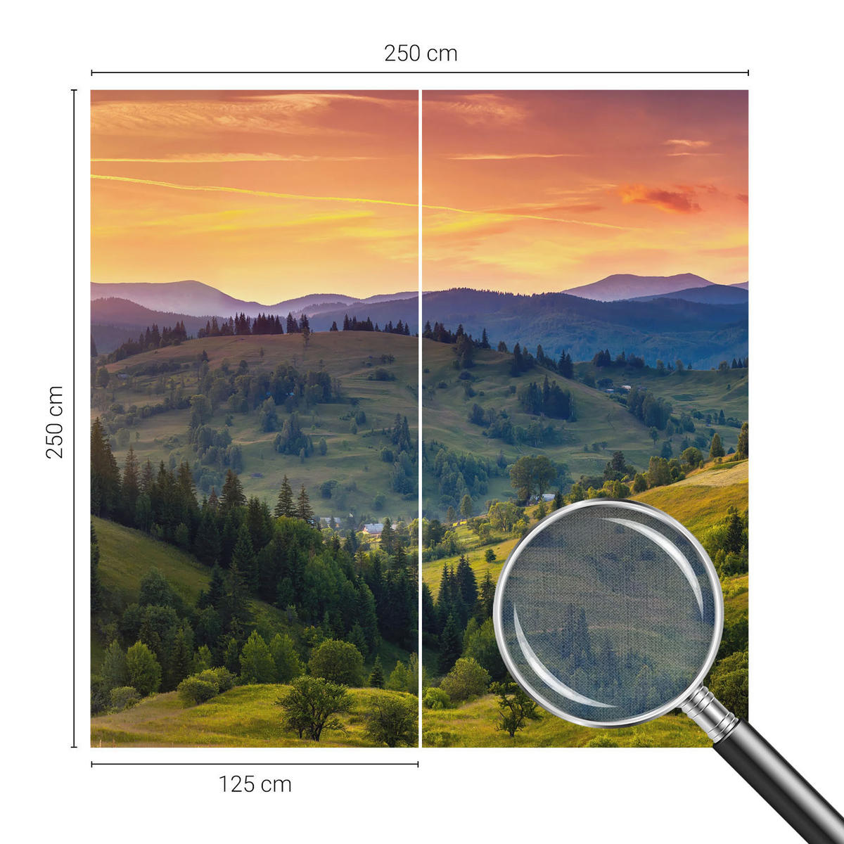 FOTOTAPETE 250x250 cm - Berglandschaft - Gelb, Textil (250/250cm) - Wallfluent