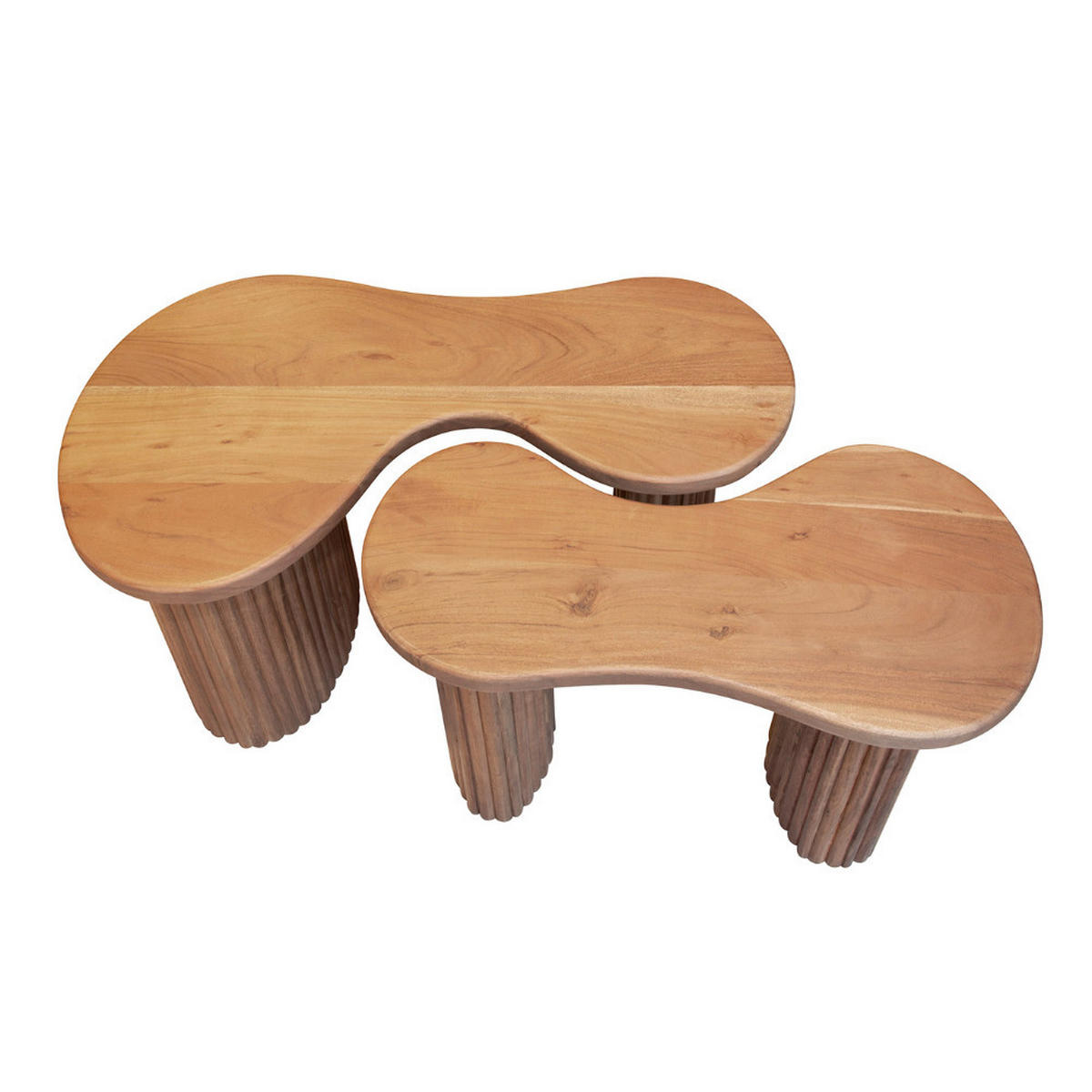 COUCHTISCH-SET KODA ORGANIC 2-teiliges Ensemble aus Akazie im Rillen-Design - Braun, Holz (45/80/41cm) - alesvelt