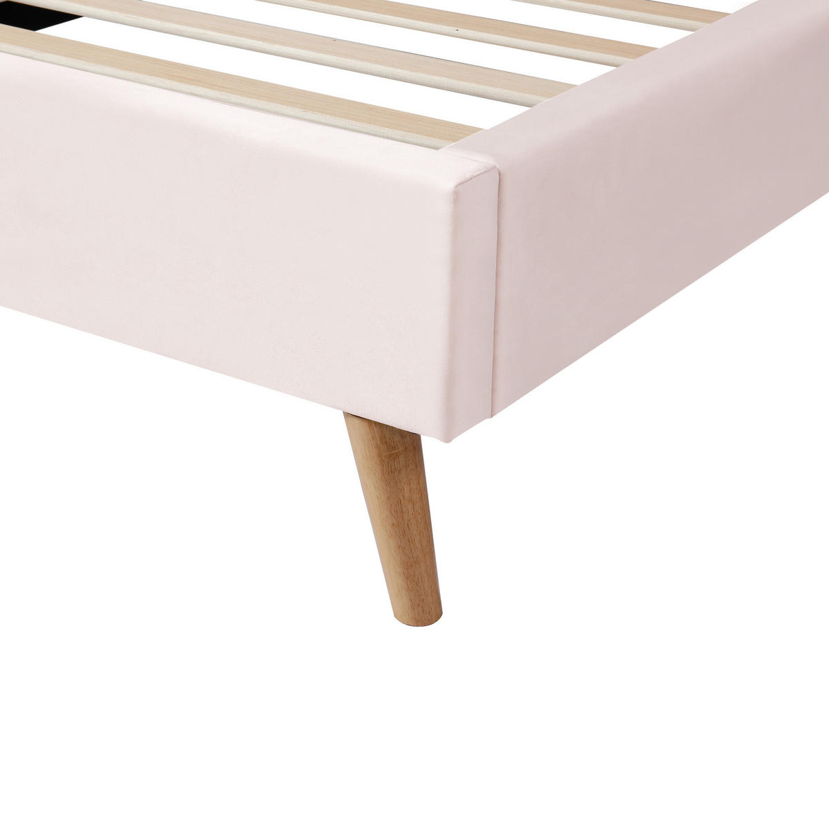 POLSTERBETT aus Samt 90x200 cm in Rosa mit Lattenrost & Stauraum - Rosa, Textil (90/200cm) - Modfu