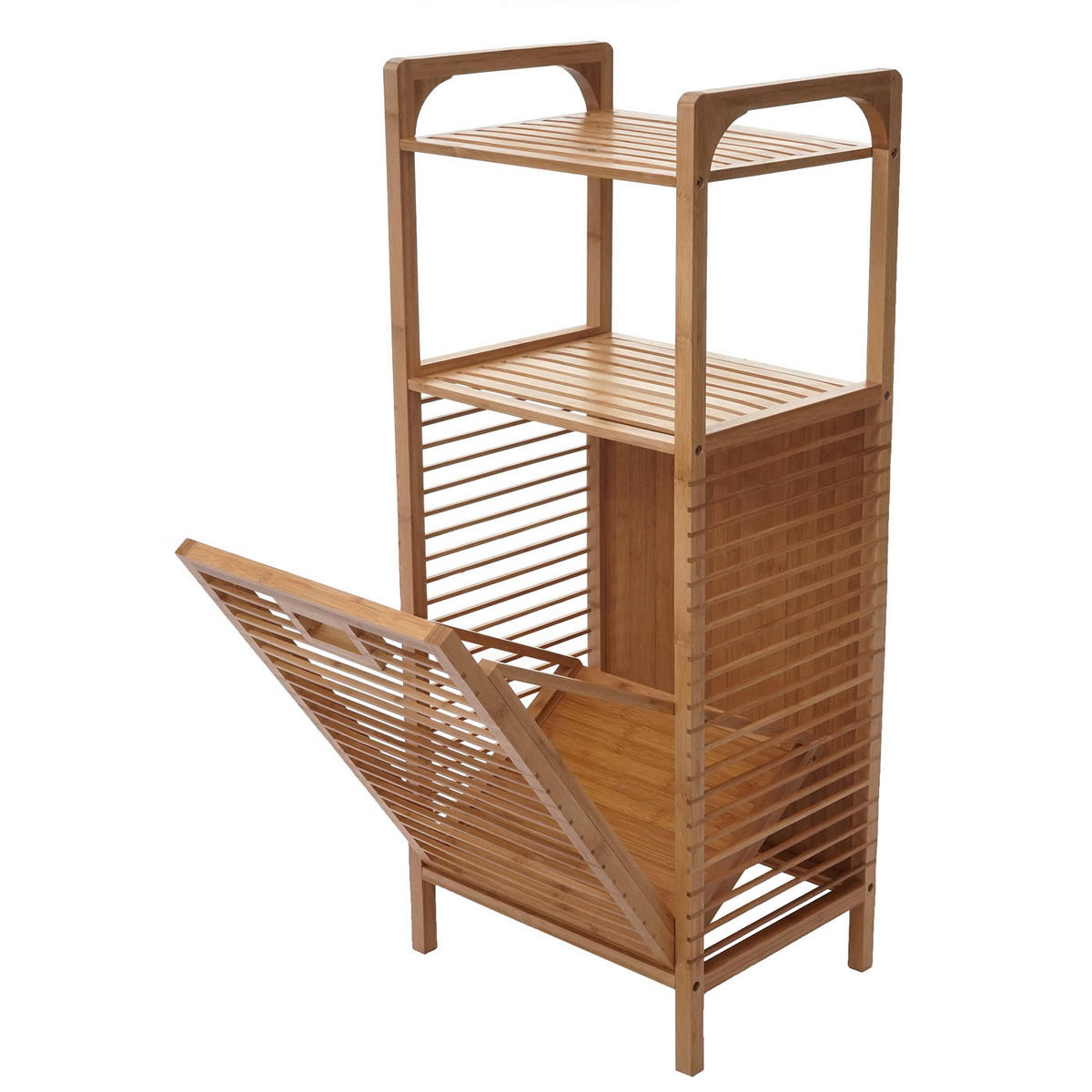 REGÁL S KOŠÍKOM NA PRÁDLO Hnedý - hnedá, drevo (40/95/30cm) - MCW