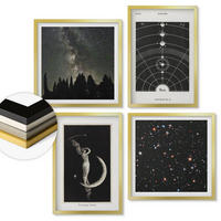 WANDBILDER 4er Set - 50x50 cm & 40x60 cm Goldrahmen - Galaxie im Sonnensystem - Goldfarben, Kunststoff (50/50cm) - ArtPrintCave