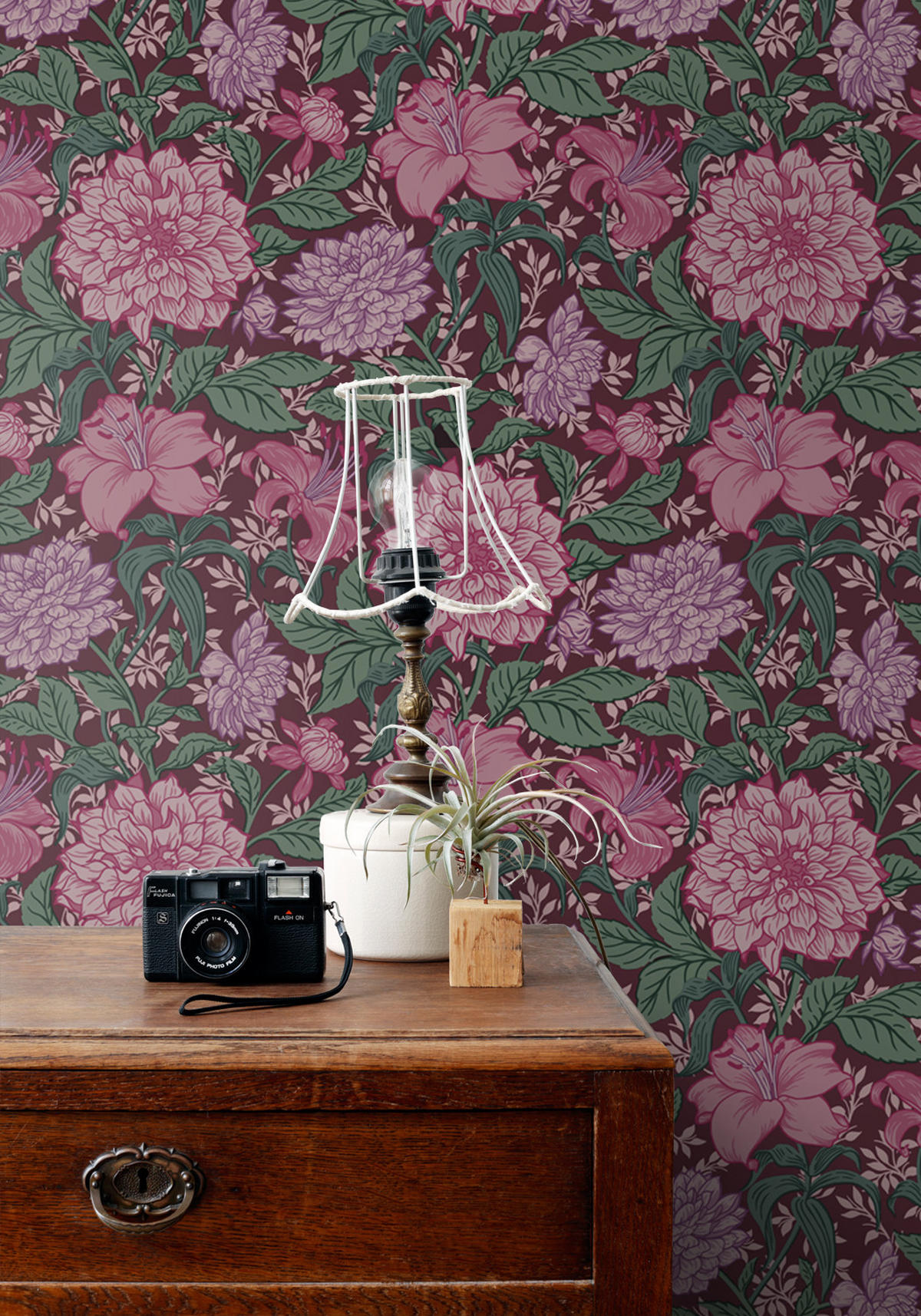 TAPETE Blumenmuster 50 x 900 cm - Lila, Papier (50/900cm) - ESTAhome
