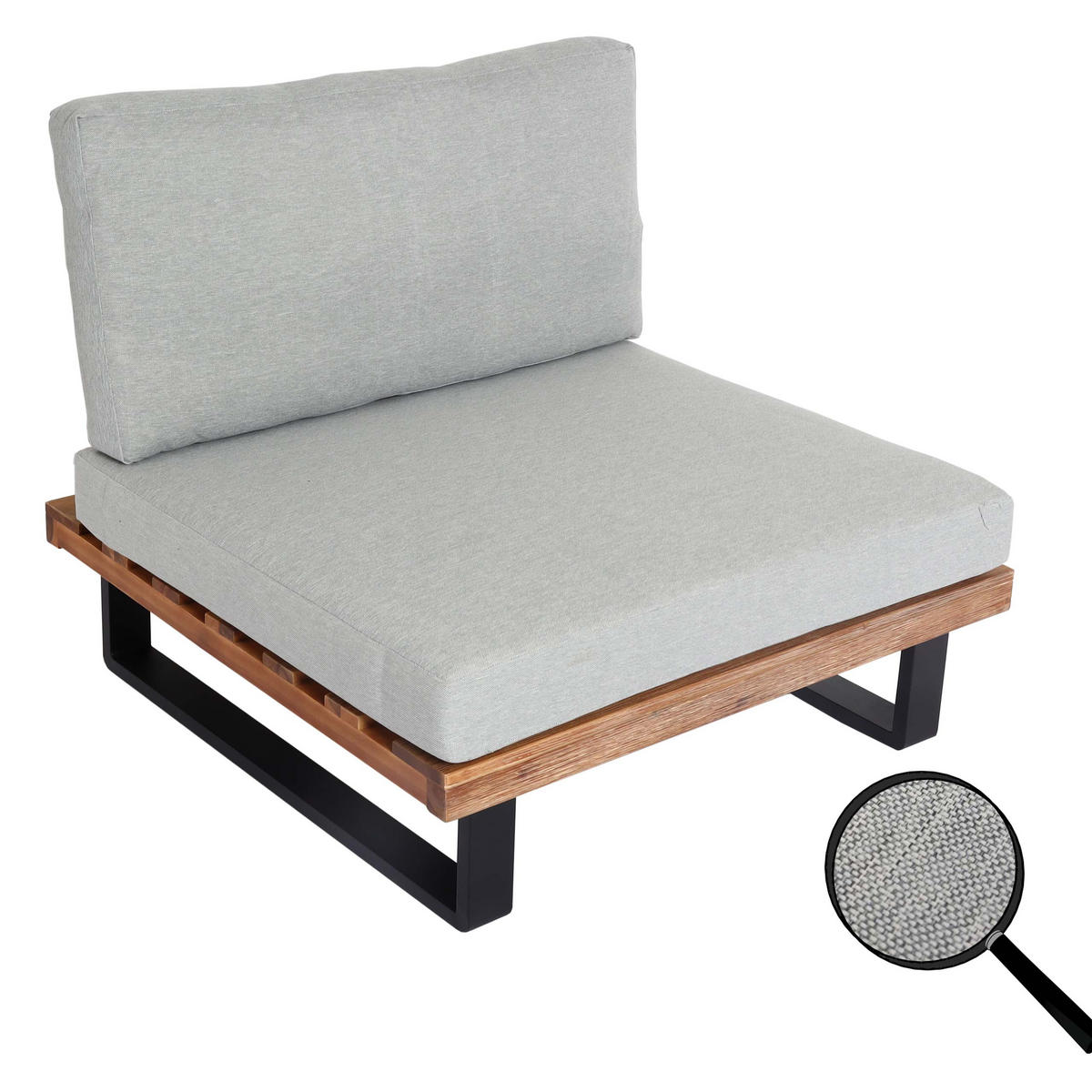 LOUNGE-SESSEL Schwarz, Braun, Hellgrau - Hellgrau/Schwarz, Holz (82/75/82cm) - MCW