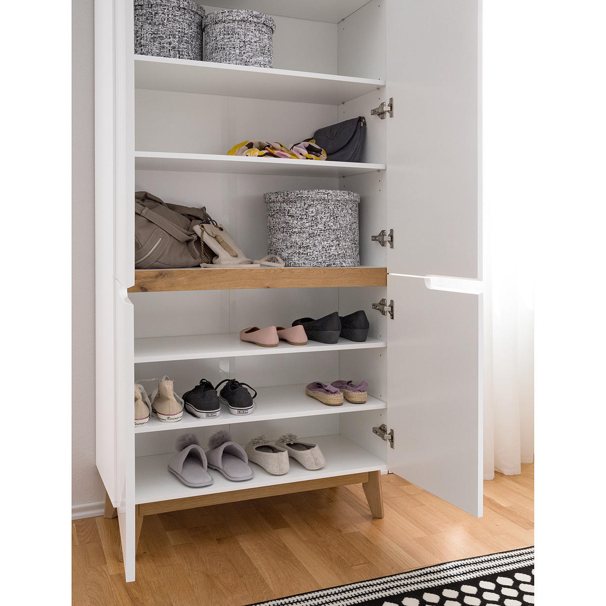 GARDEROBENSCHRANK - Eiche teilmassiv - Weiß, Holzwerkstoff (85/196/40cm) - home24