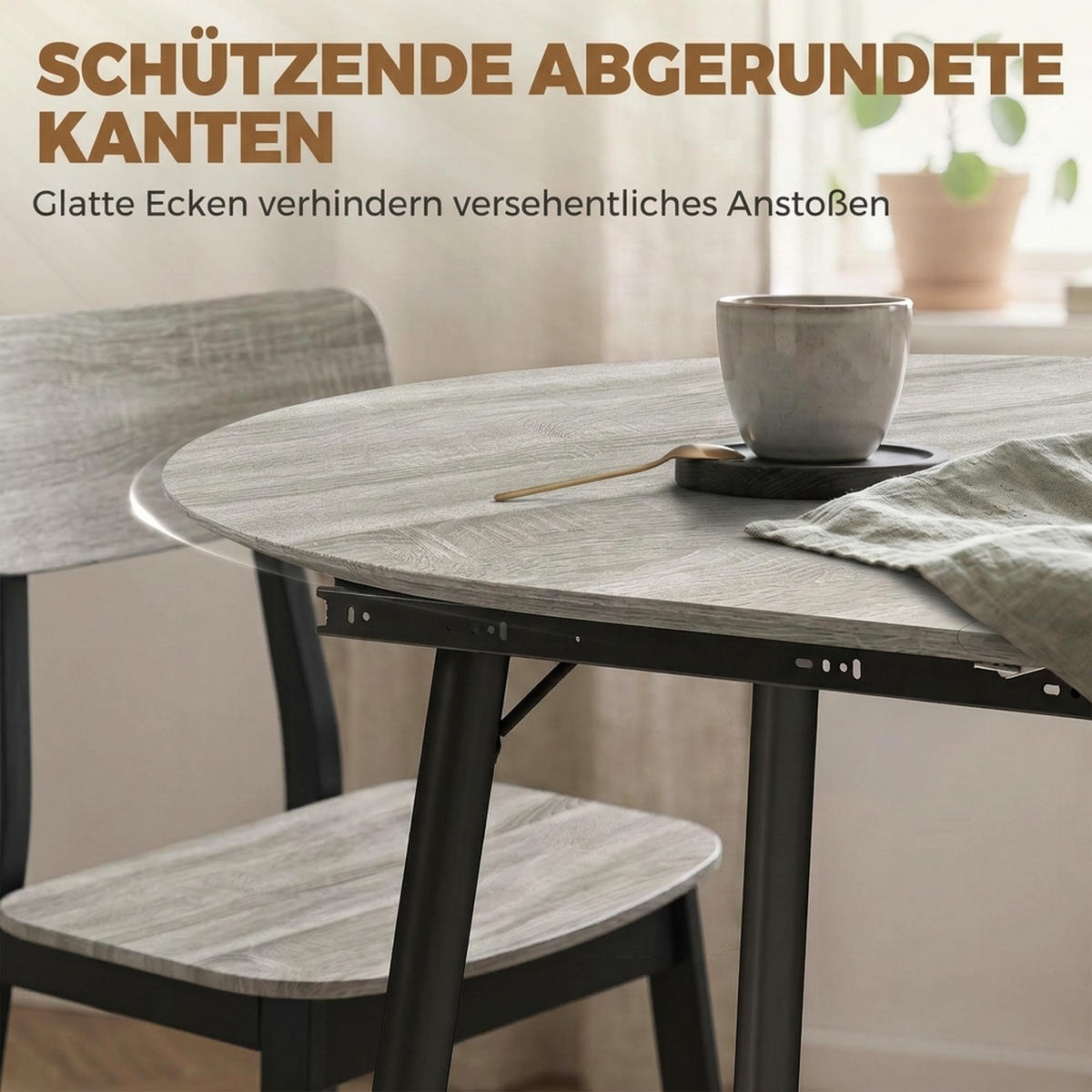 AUSZIEHBARER-ESSTISCH MDF Grau - Schwarz/Grau, Holzwerkstoff/Metall (160/80/75cm) - HOMCOM