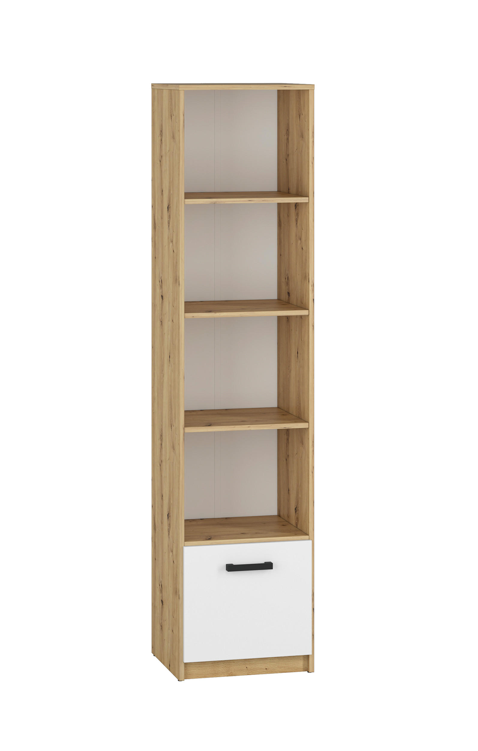 BÜCHERREGAL Fini Artisan Eiche / weiß 45 / 42 / 191cm - Braun/Weiß, Holz/Holzwerkstoff (45/191/42cm) - Feldmann-Wohnen