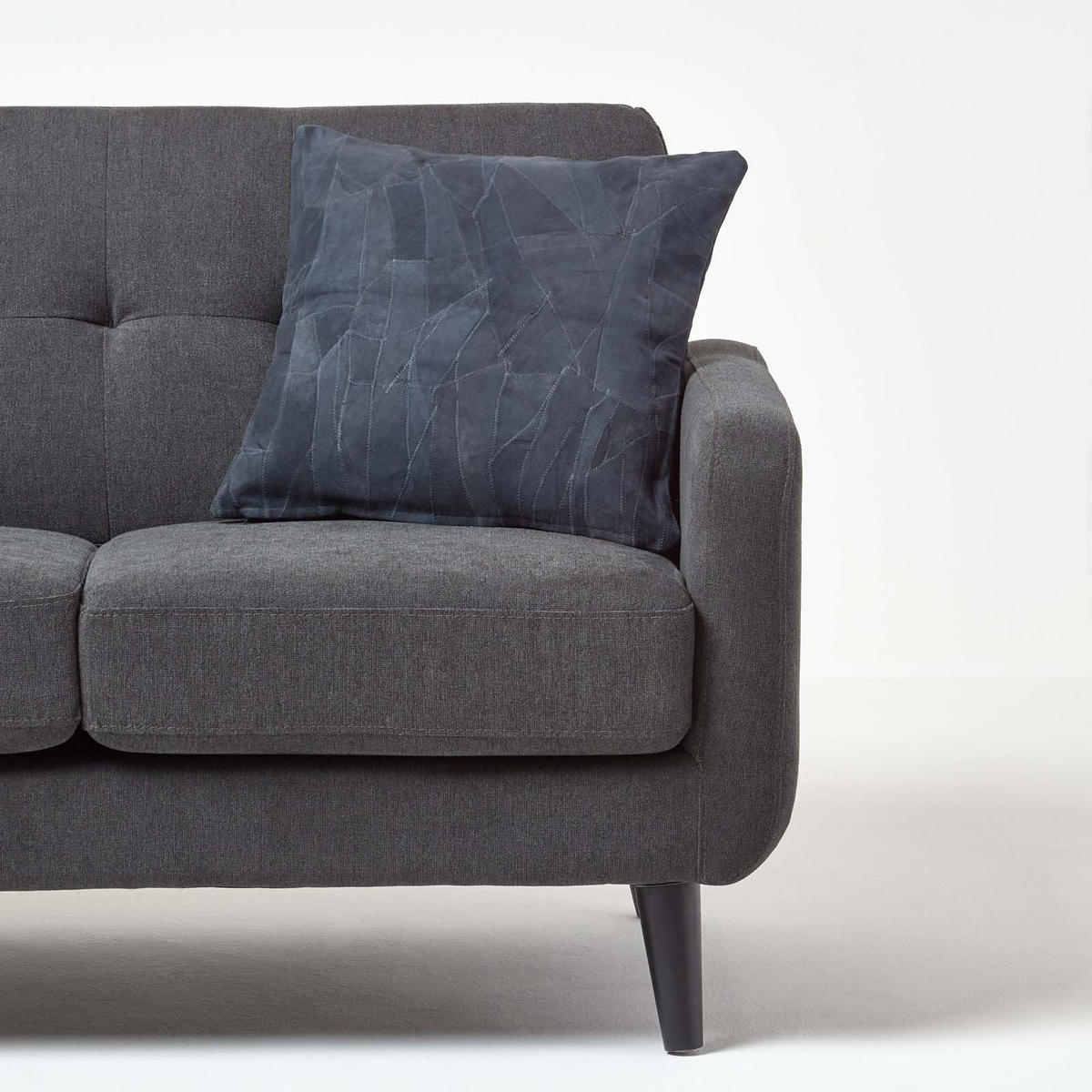 LEDERKISSEN Patchwork dunkelblau 45/45 cm - Dunkelblau, Leder/Textil (45/45cm) - Homescapes