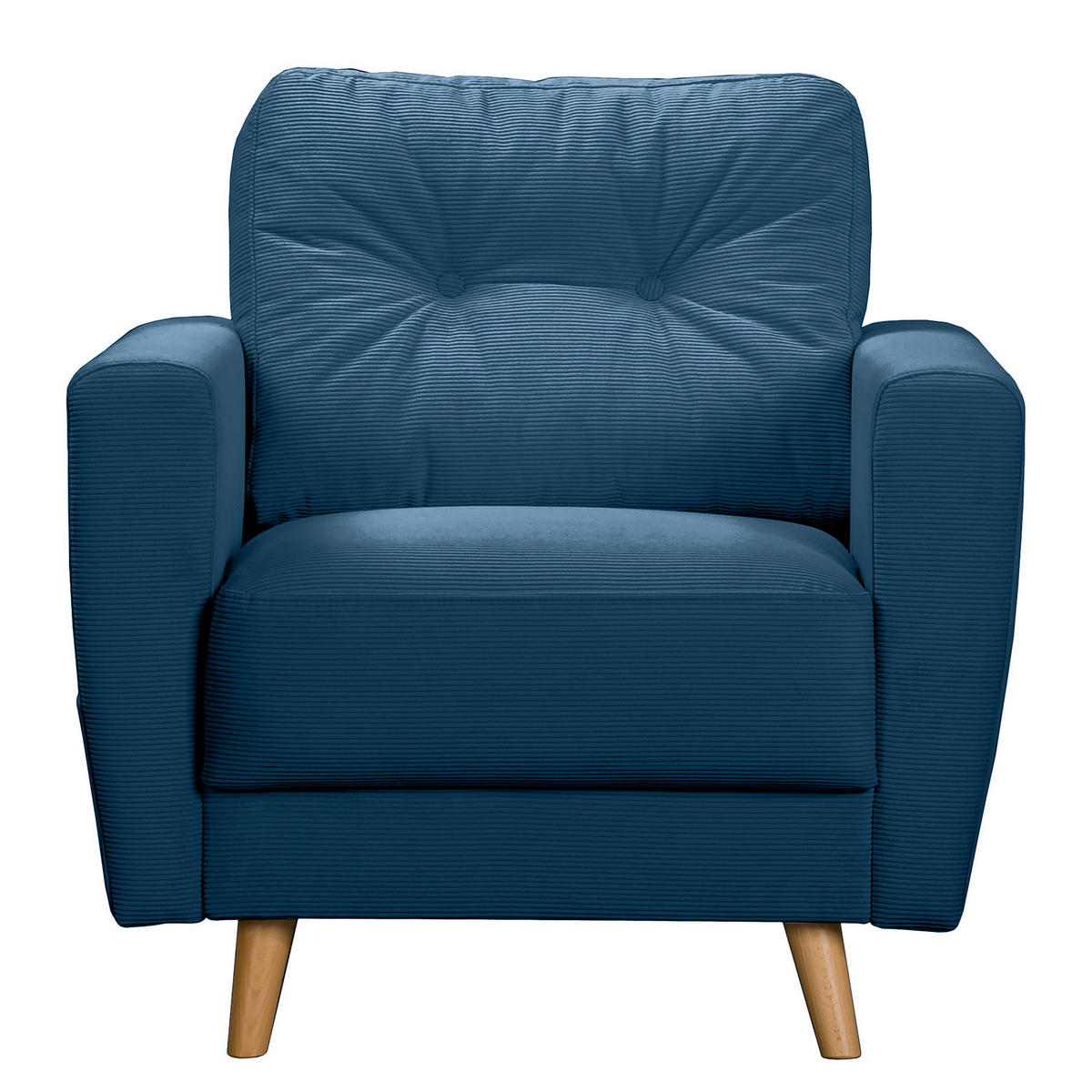 SESSEL - Blau/Honig, Holz/Textil (80/90/87cm) - home24