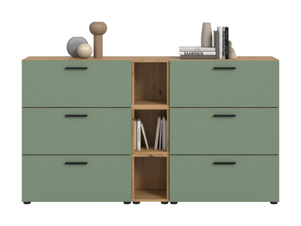 WOHNWAND The One Smoke Green 176/34/99 cm - Braun, Holzwerkstoff (176/99/34cm) - Xonox