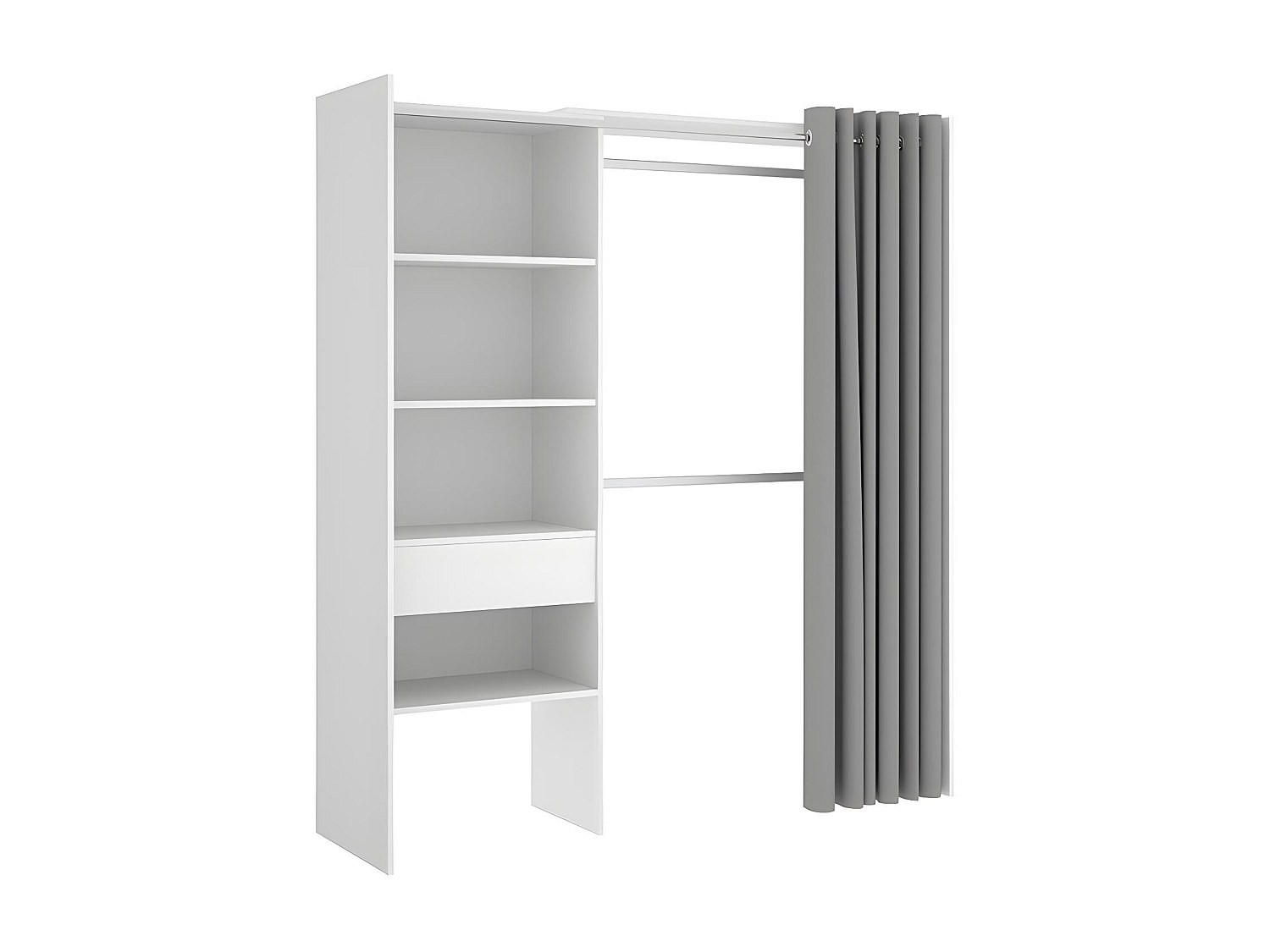 OFFENER Kleiderschrank - 110 cm, 160 cm x 50 cm - holz - weiß Laurent - Weiß, Holz (160/205/50cm) - Vente-Unique