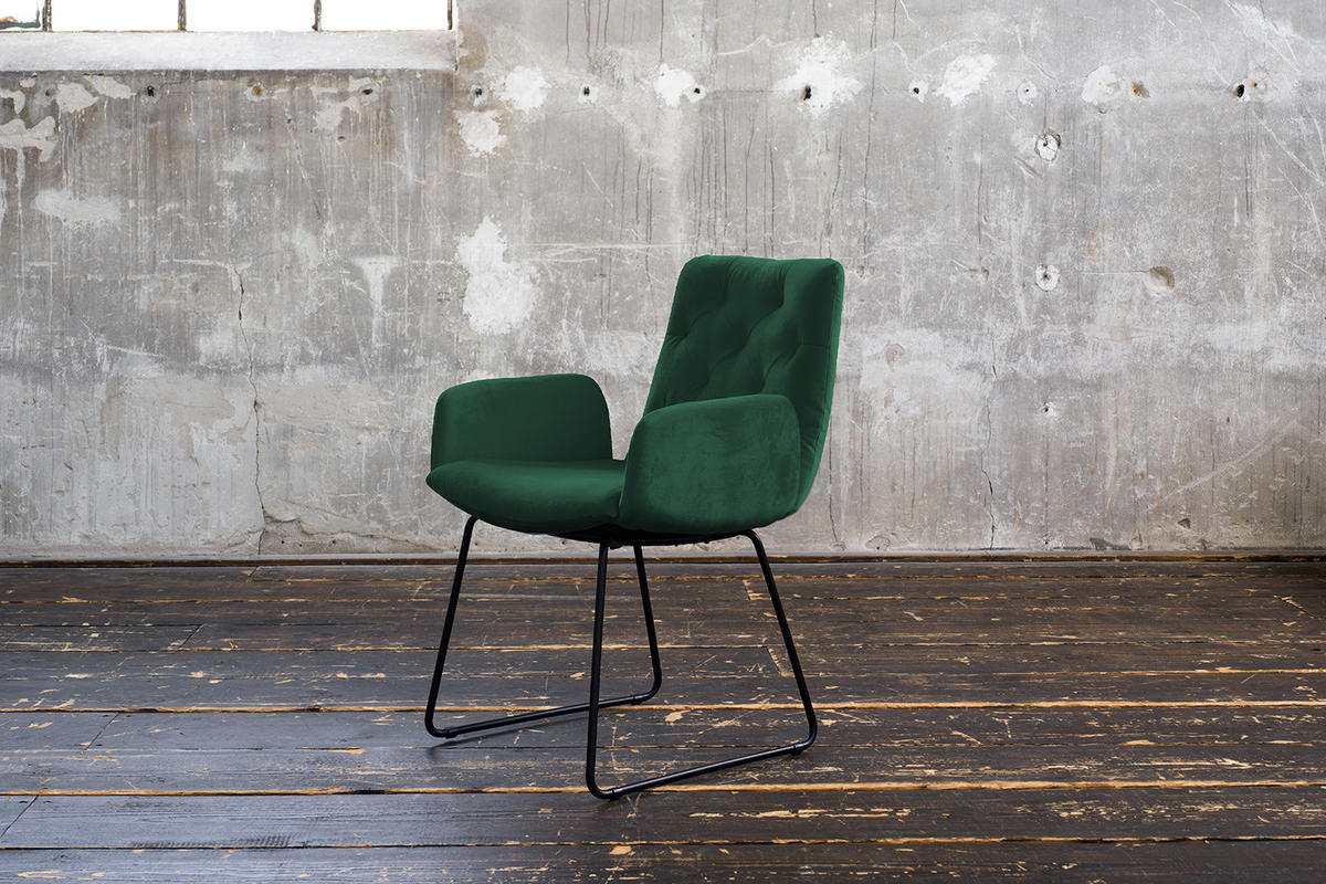 ESSZIMMERSTUHL NEW CHARME Smaragdgrün Velvet (1er-Set) - Smaragdgrün, Textil (59/87/66cm) - KAWOLA