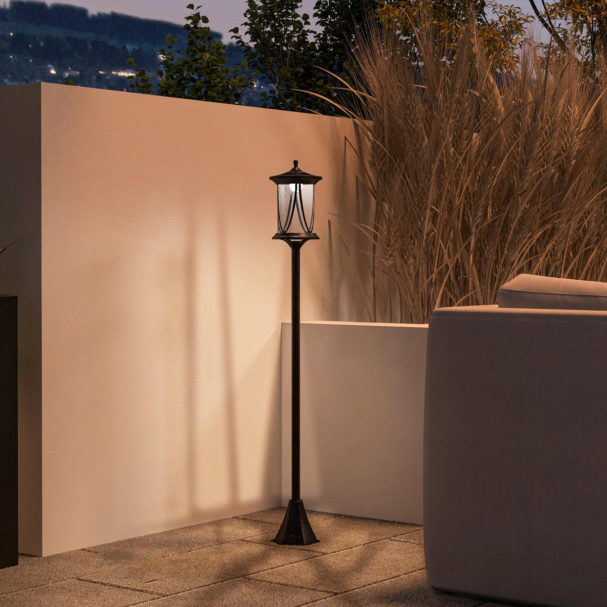 GARTENLATERNE, Schwarz, ABS, Polycarbonate - Schwarz, Kunststoff (17/17/127cm) - Outsunny