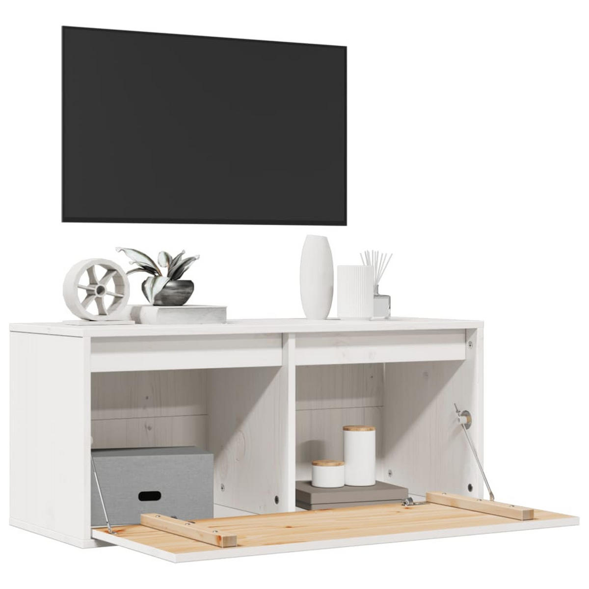 WANDSCHRANK Weiß 80/30/35 Cm Massivholz Kiefer - Weiß, Holz (80/35/30cm) - vidaXL