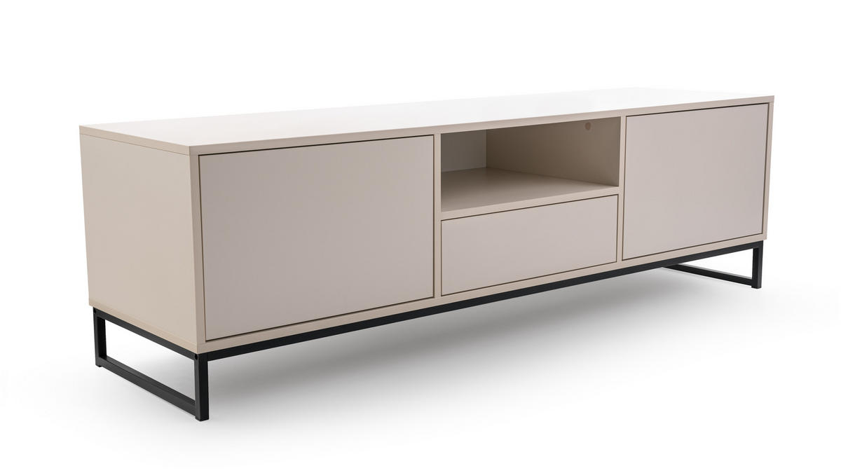 TV-SCHRANK Genua, Fernsehtisch mit 2 Türen und 1 Schublade, Lowboard in Größe: 160 x 48,5 x 45 cm, Fernsehschrank in Farbe: Creme - Beige, Holzwerkstoff (160/48.5/45cm) - Agmat-Furniture