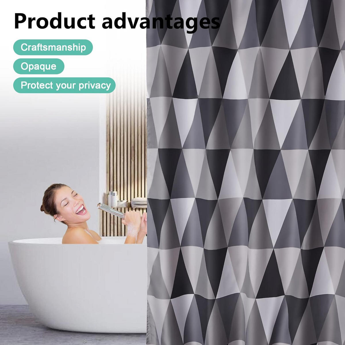 DUSCHVORHANG Badezimmer wasserdicht waschbar schnelltrocknend beschwerter Saum mit 12 - Grau, Textil (120/200cm) - MCBOSON