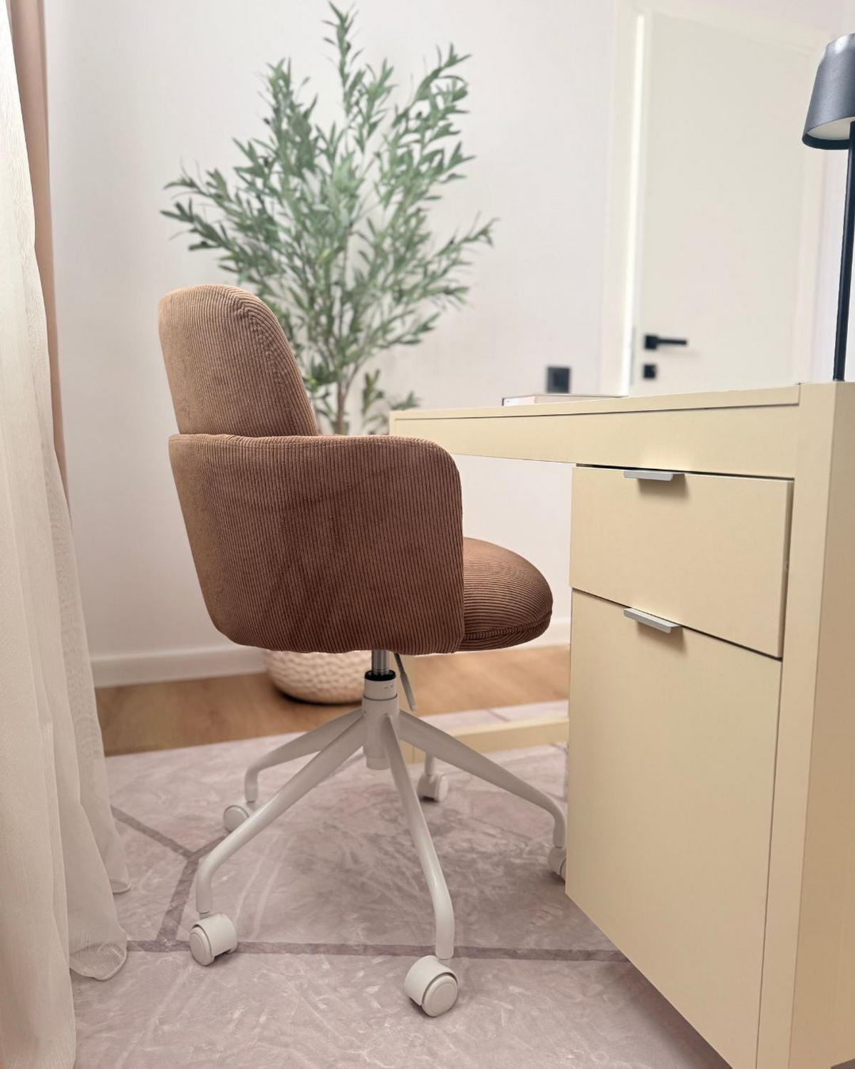 KANCELÁŘSKÁ ŽIDLE Manšestr Hnědá Dryden - hnědá, textil (60/84/60cm) - Beliani
