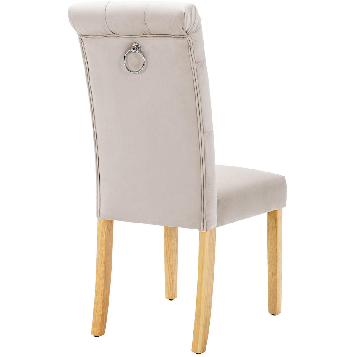 ESSZIMMERSTUHL 6er-Set Samt mit Eichenbeinen Beige - Beige, Holz (43/100/63.2cm) - Meubliv