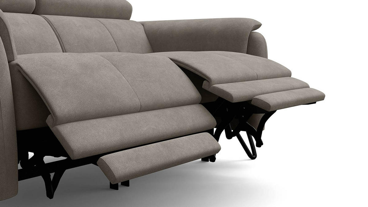 RELAXSOFA RODEN 2-Sitzer mit 2 Relax, beige, Veloursstoff - Beige, Holz/Textil (148/82/103cm) - Wozimo