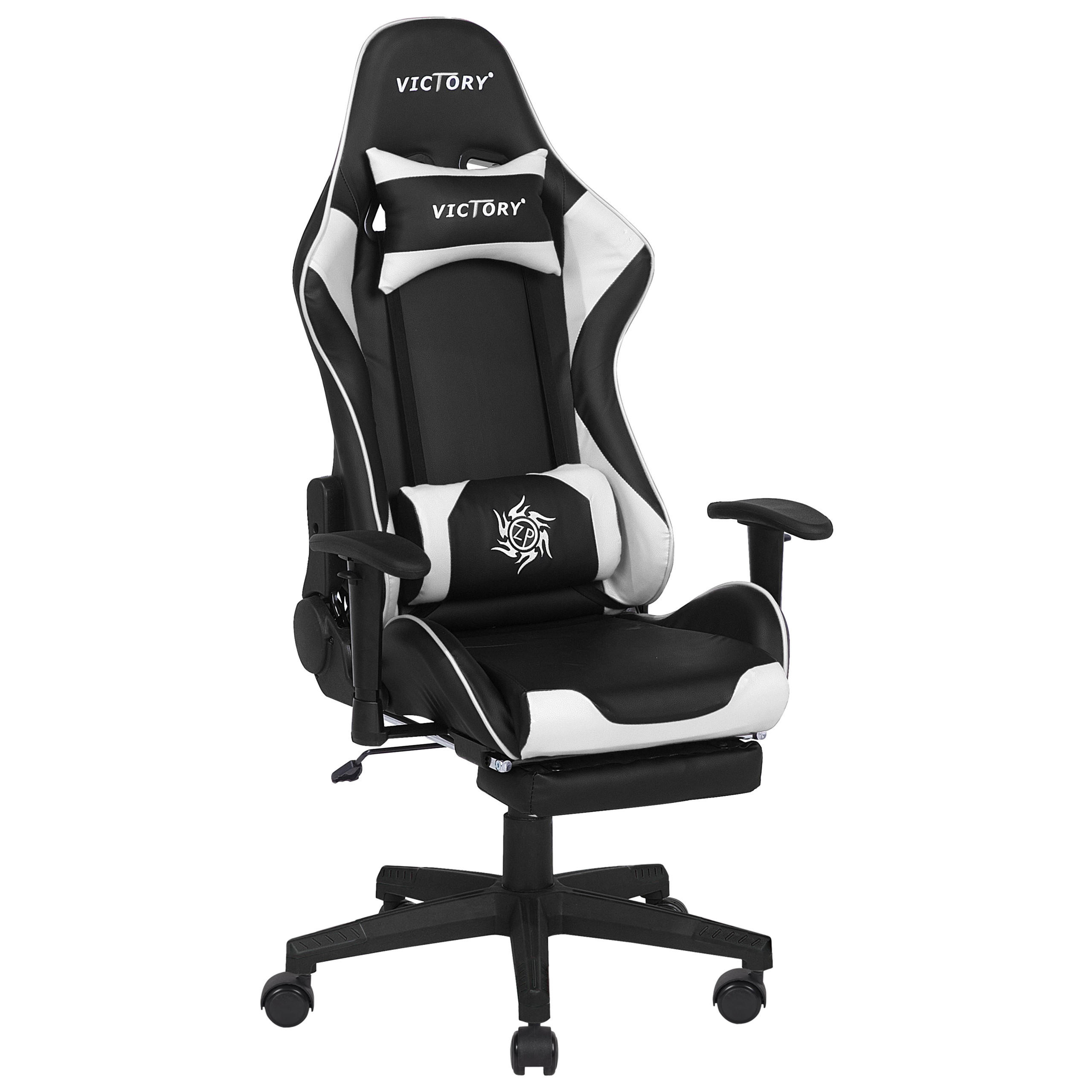 BÜROSTUHL Kunstleder Schwarz/Weiß Victory - Schwarz, Kunststoff/Textil (60/132/60cm) - Beliani