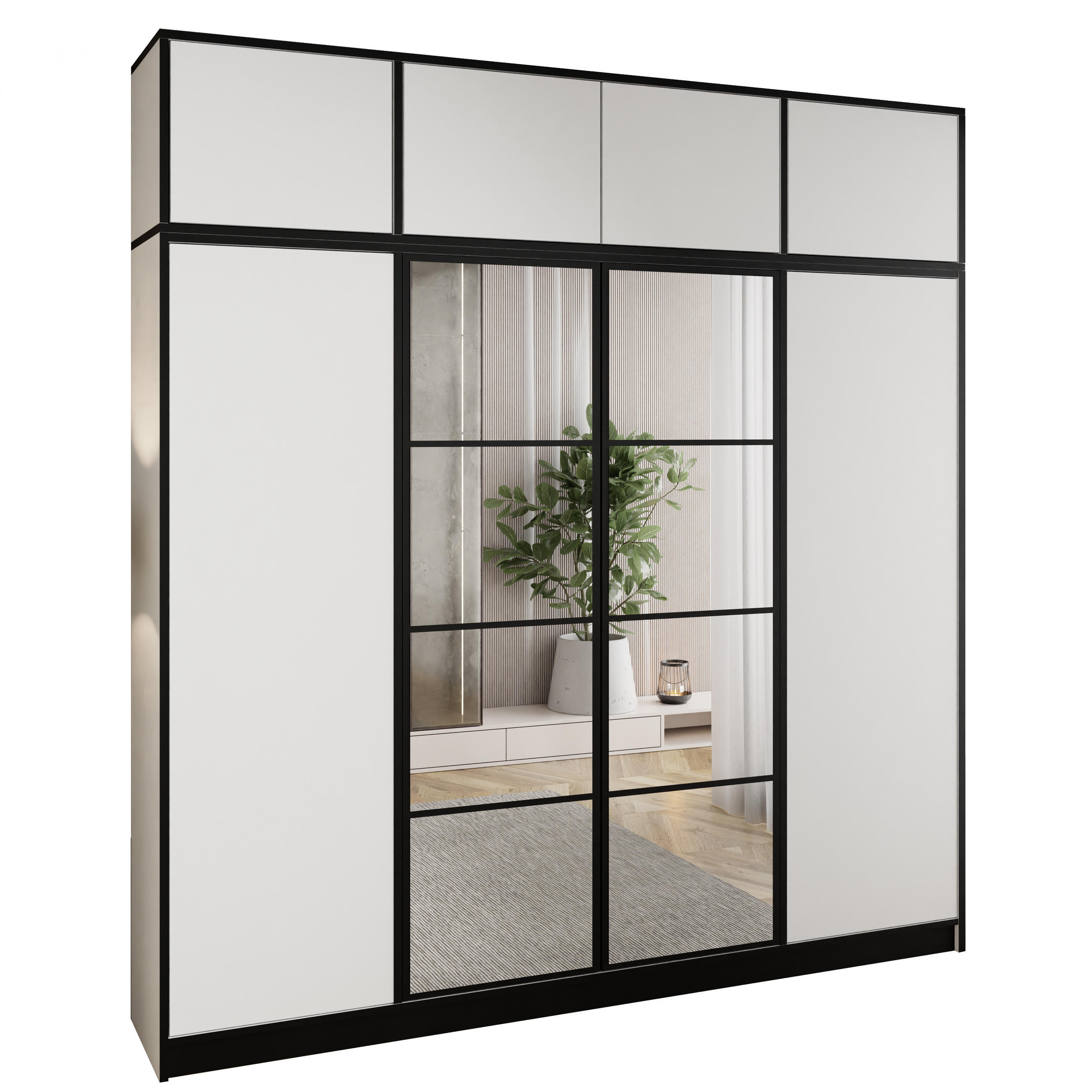 DREHTÜRENSCHRANK EDEN MIT AUFSATZ 4D weiß - Weiß, Holzwerkstoff (207/247/39cm) - Kier Furniture